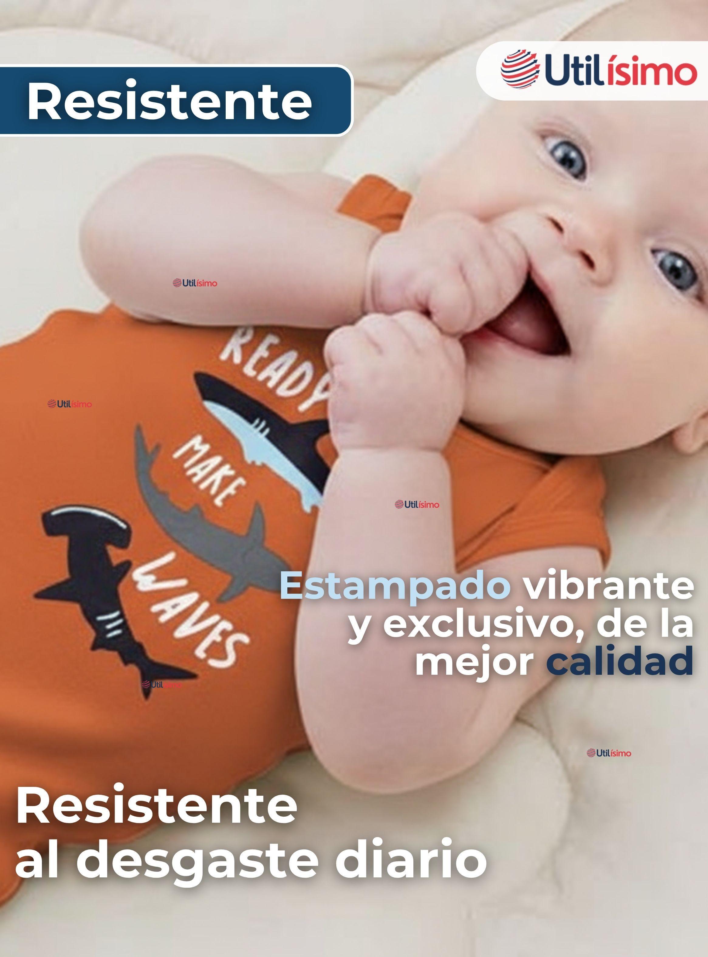 Pack 5 Bodys Niño Sin Manga Tedmimak 100% Algodón Baby shark-7