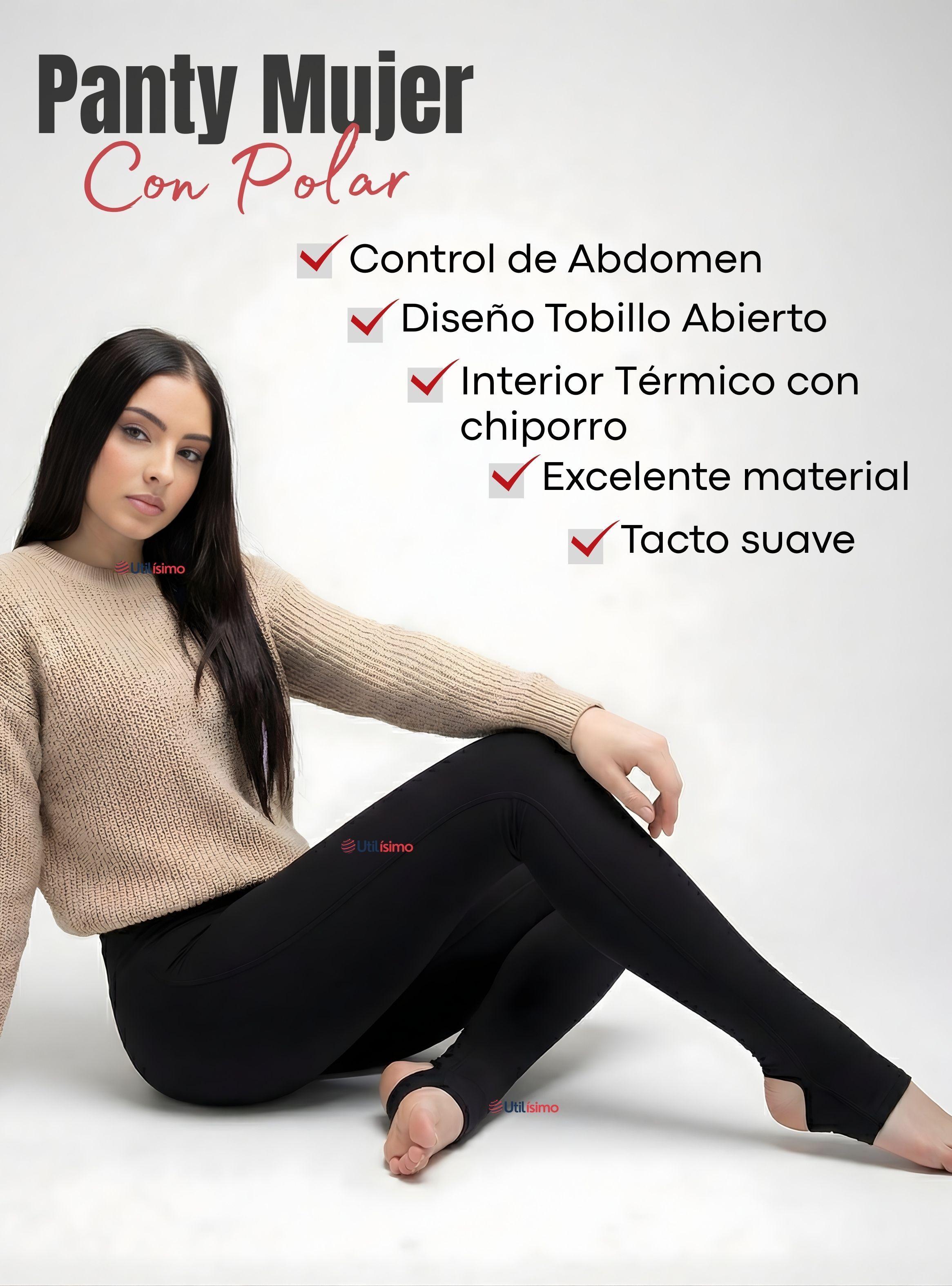 Pack 3 Calzas Mujer Panty Con Polar Térmica de Color Negra Chiporro-2