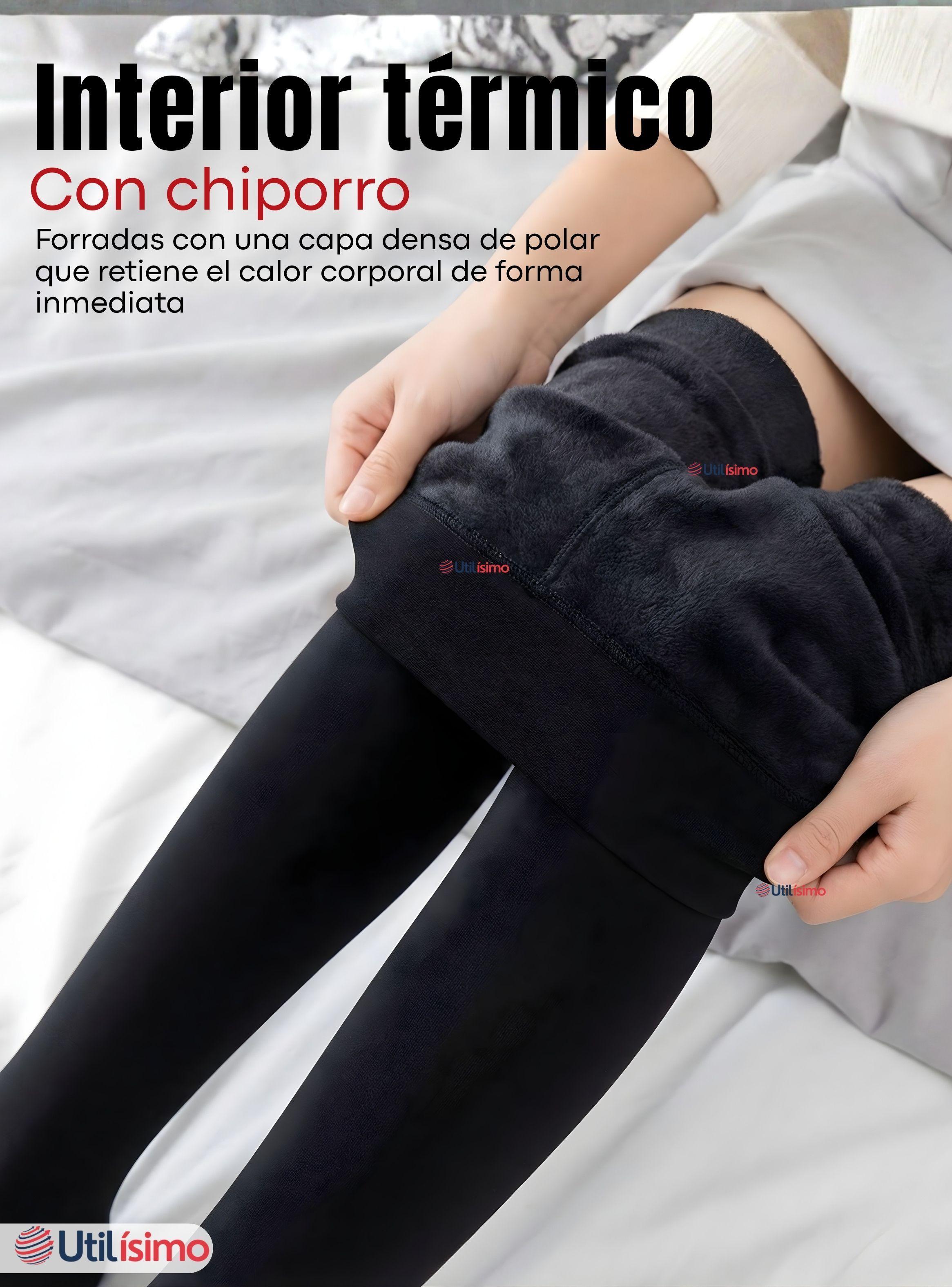 Pack 3 Calzas Mujer Panty Con Polar Térmica de Color Negra Chiporro-6