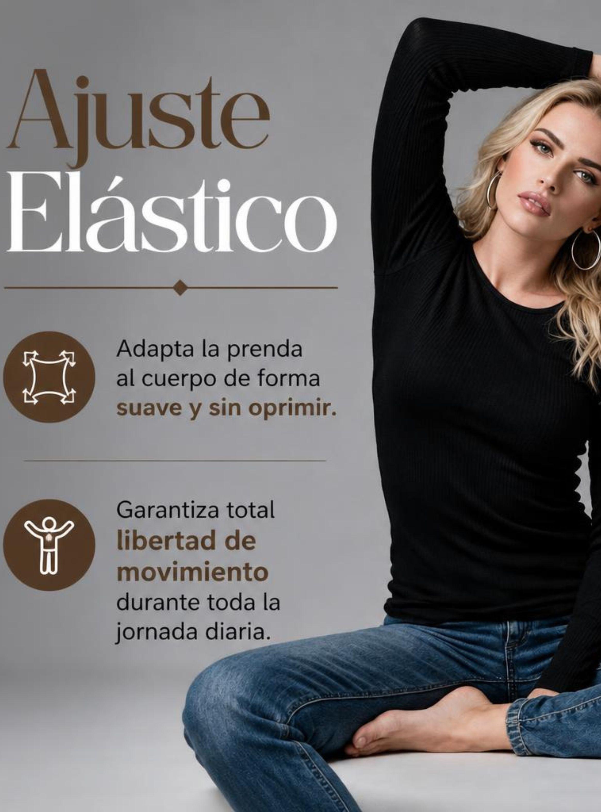 Pack 3 Camisetas Poleras Polar Primera Capa Negra Reductora  Acanalada Manga Larga Mujer-5