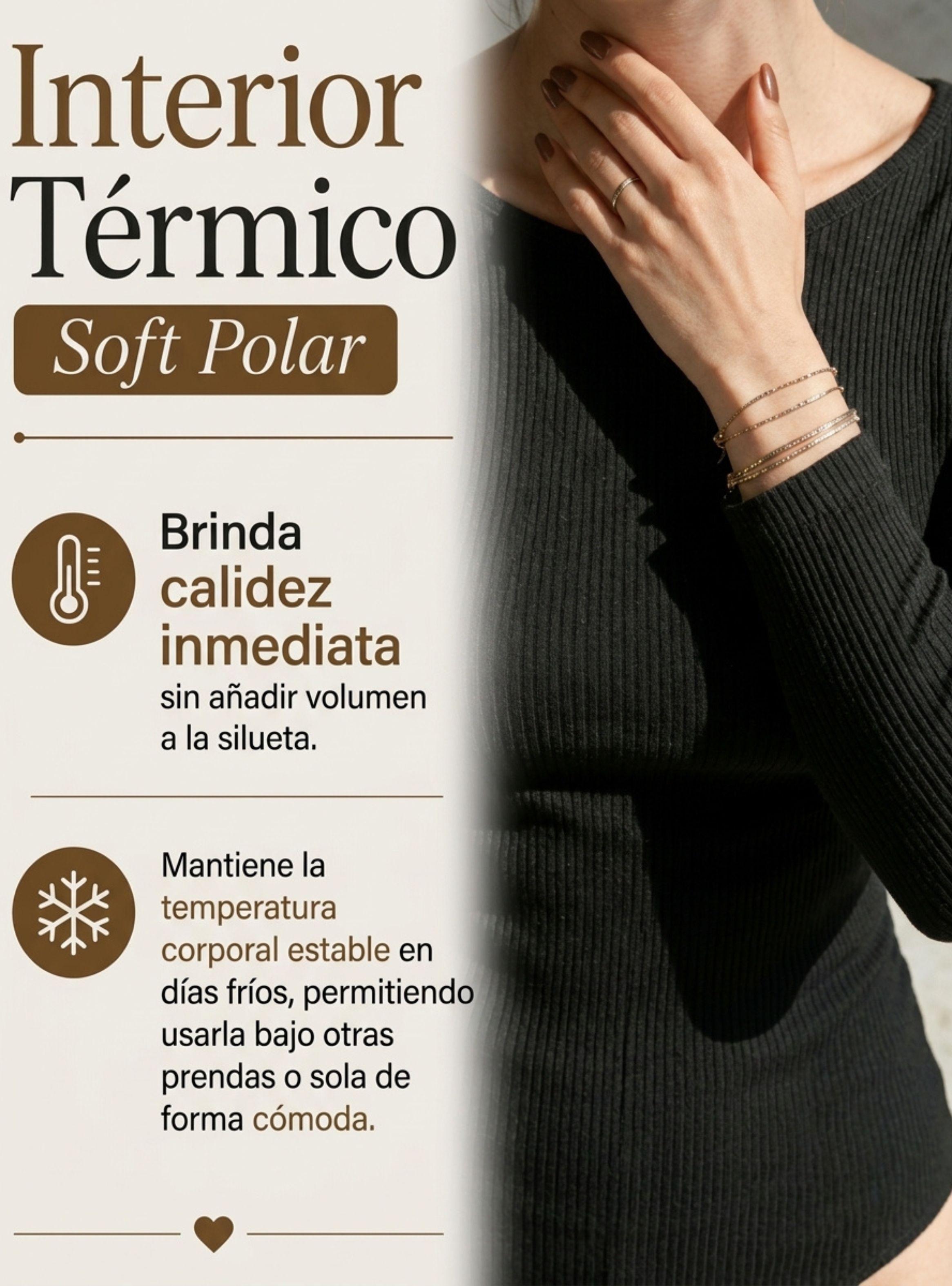 Pack 3 Camisetas Poleras Polar Primera Capa Negra Reductora  Acanalada Manga Larga Mujer-6