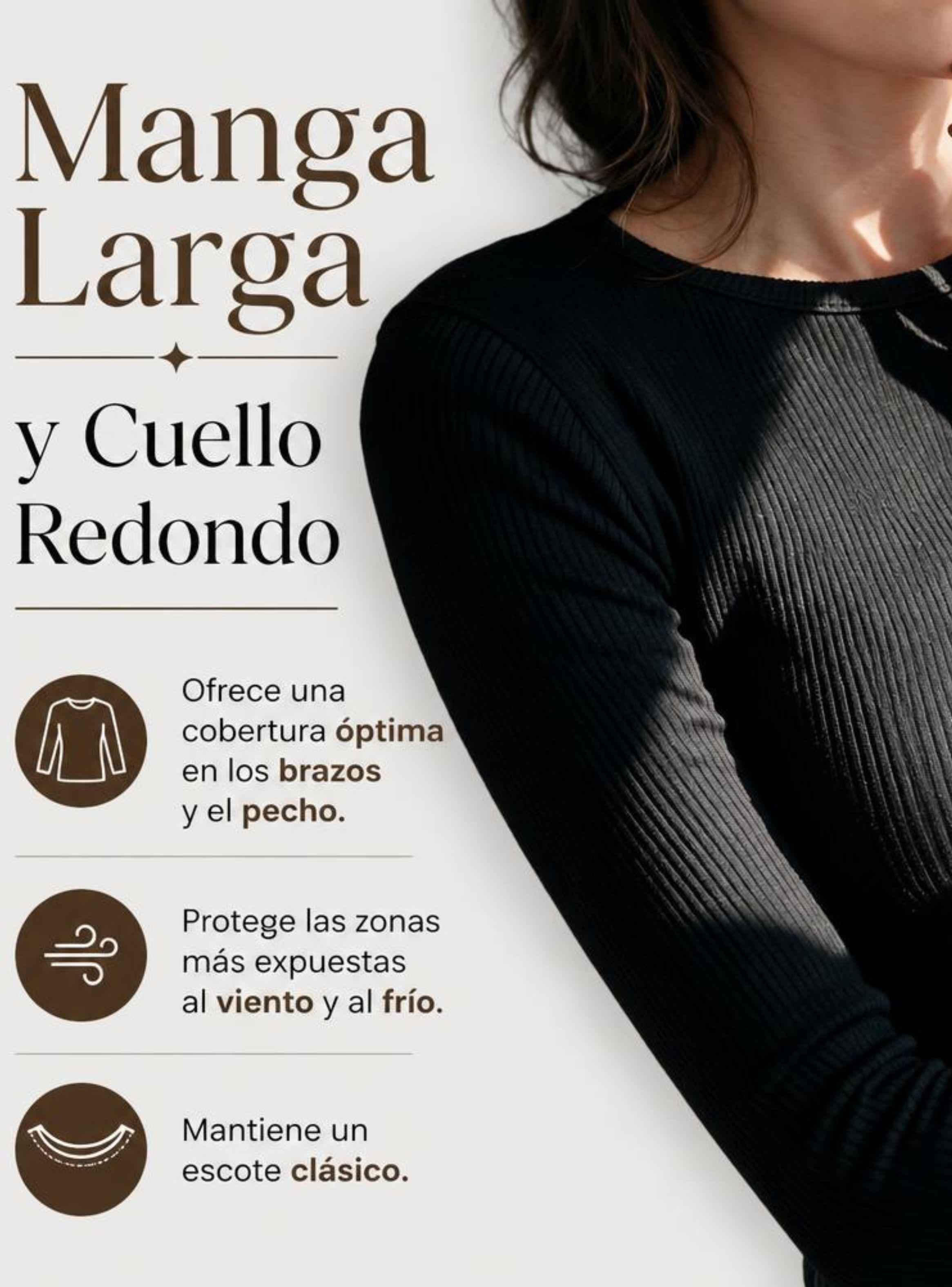 Pack 3 Camisetas Poleras Polar Primera Capa Negra Reductora  Acanalada Manga Larga Mujer-7