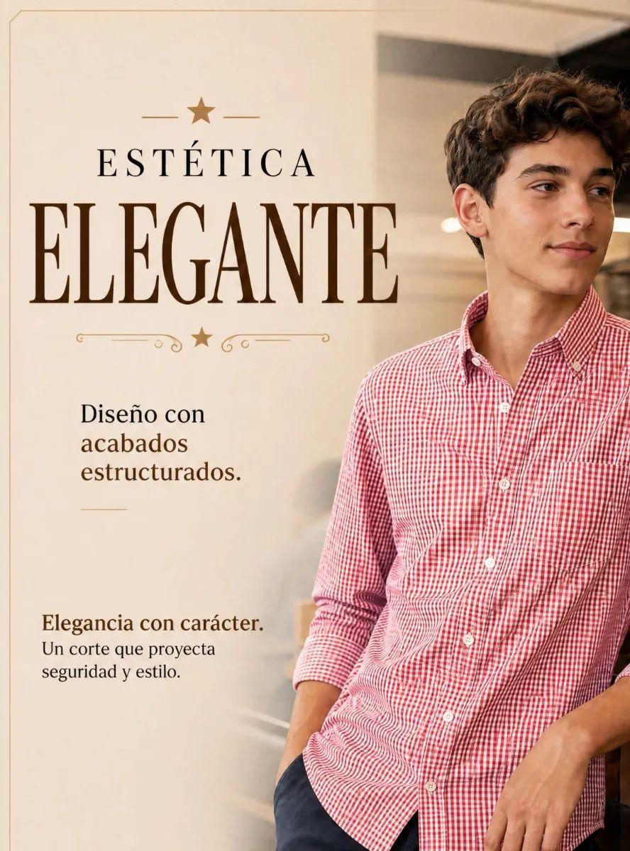 Camisa Cuadrille Rojo Casual Fiestas Patrias Juvenil-7