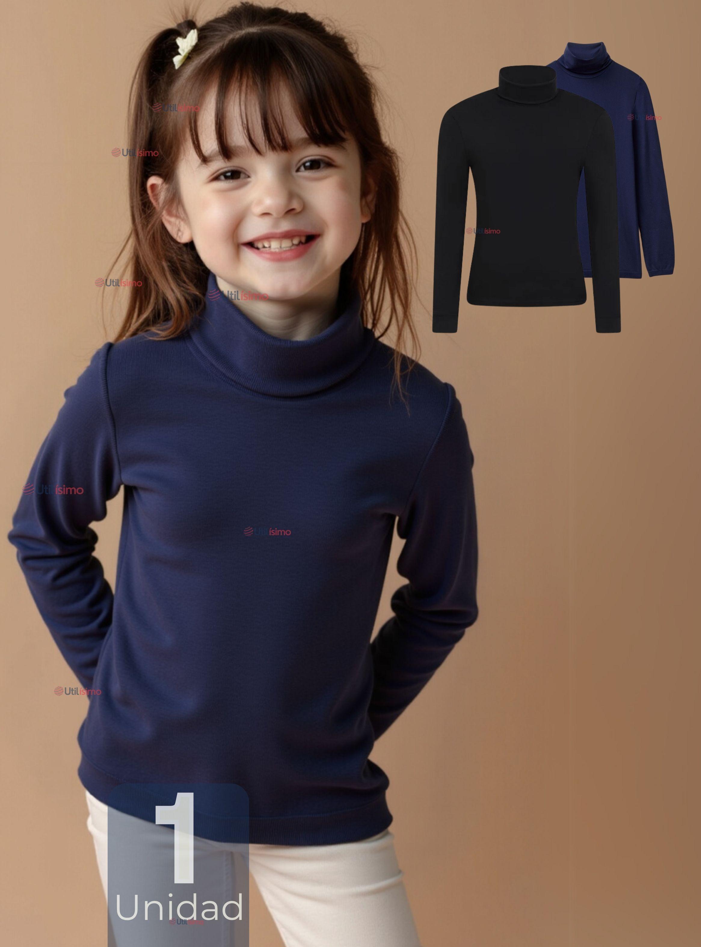 Camiseta Beatle Bambú Escolar Primera Capa Niña Polera Azul y Negro-0