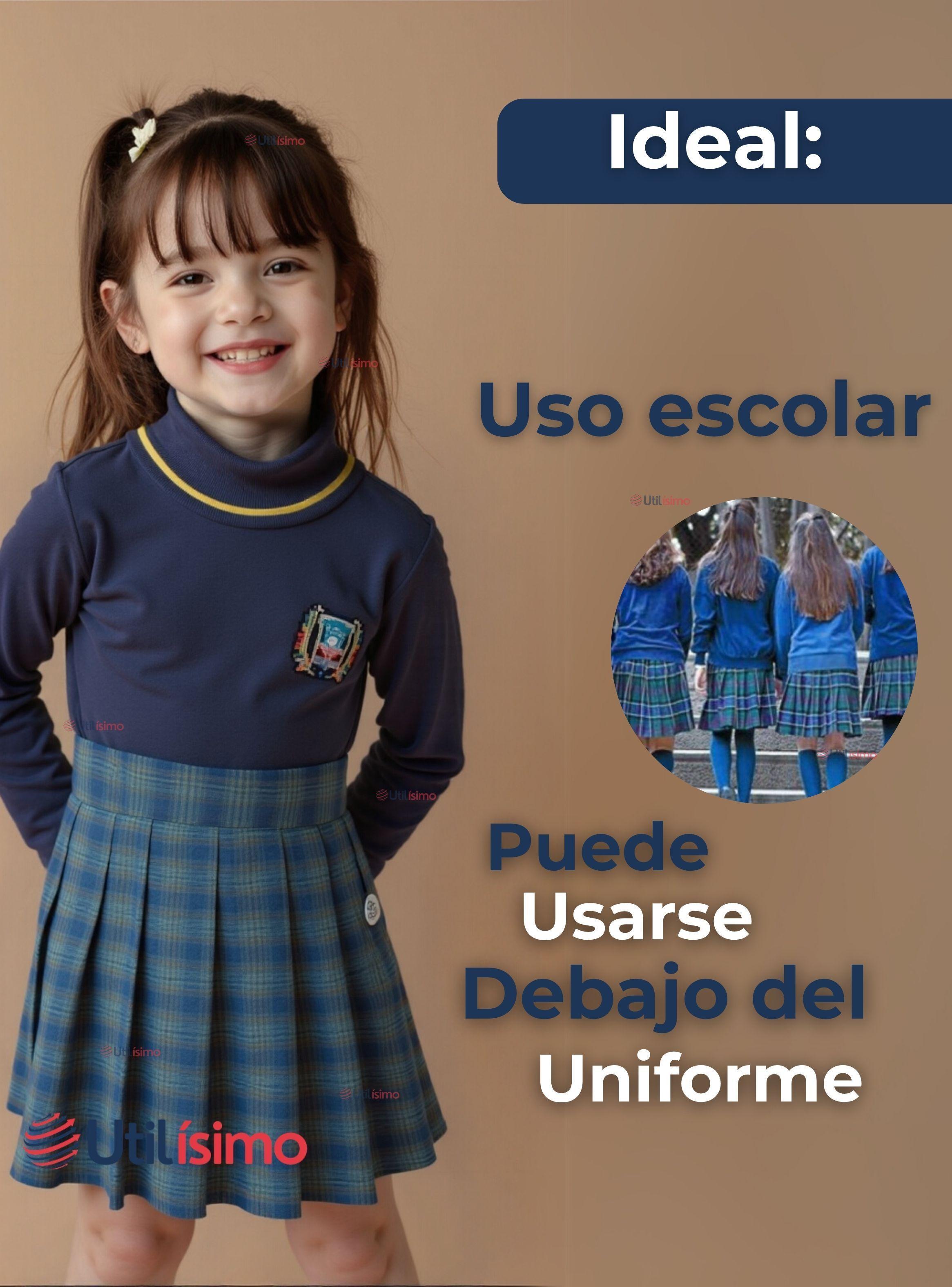 Camiseta Beatle Bambú Escolar Primera Capa Niña Polera Azul y Negro-4