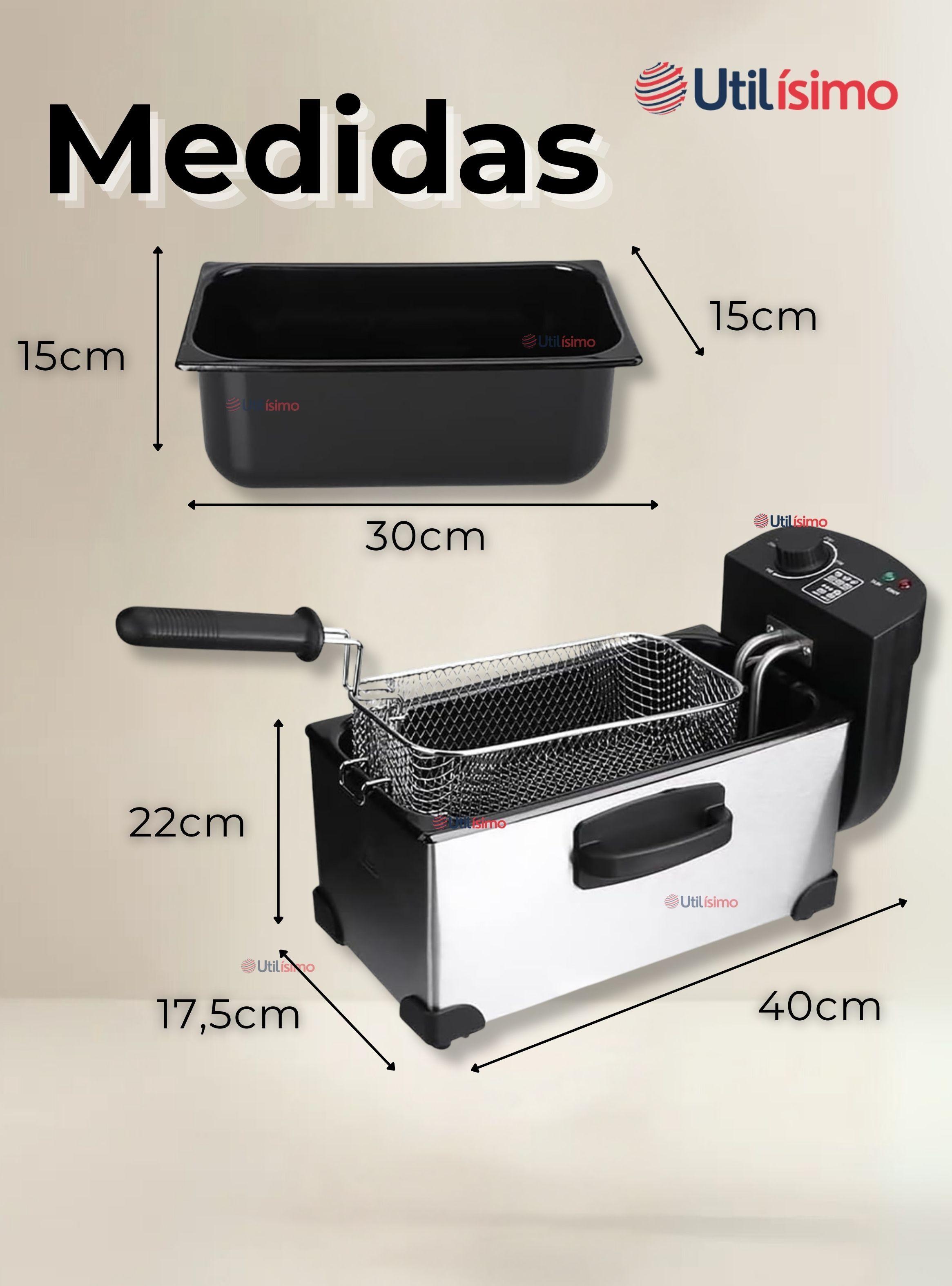 Freidora de Aceite 3L Eléctrica 2000W de Potencia Deep Fryer-2