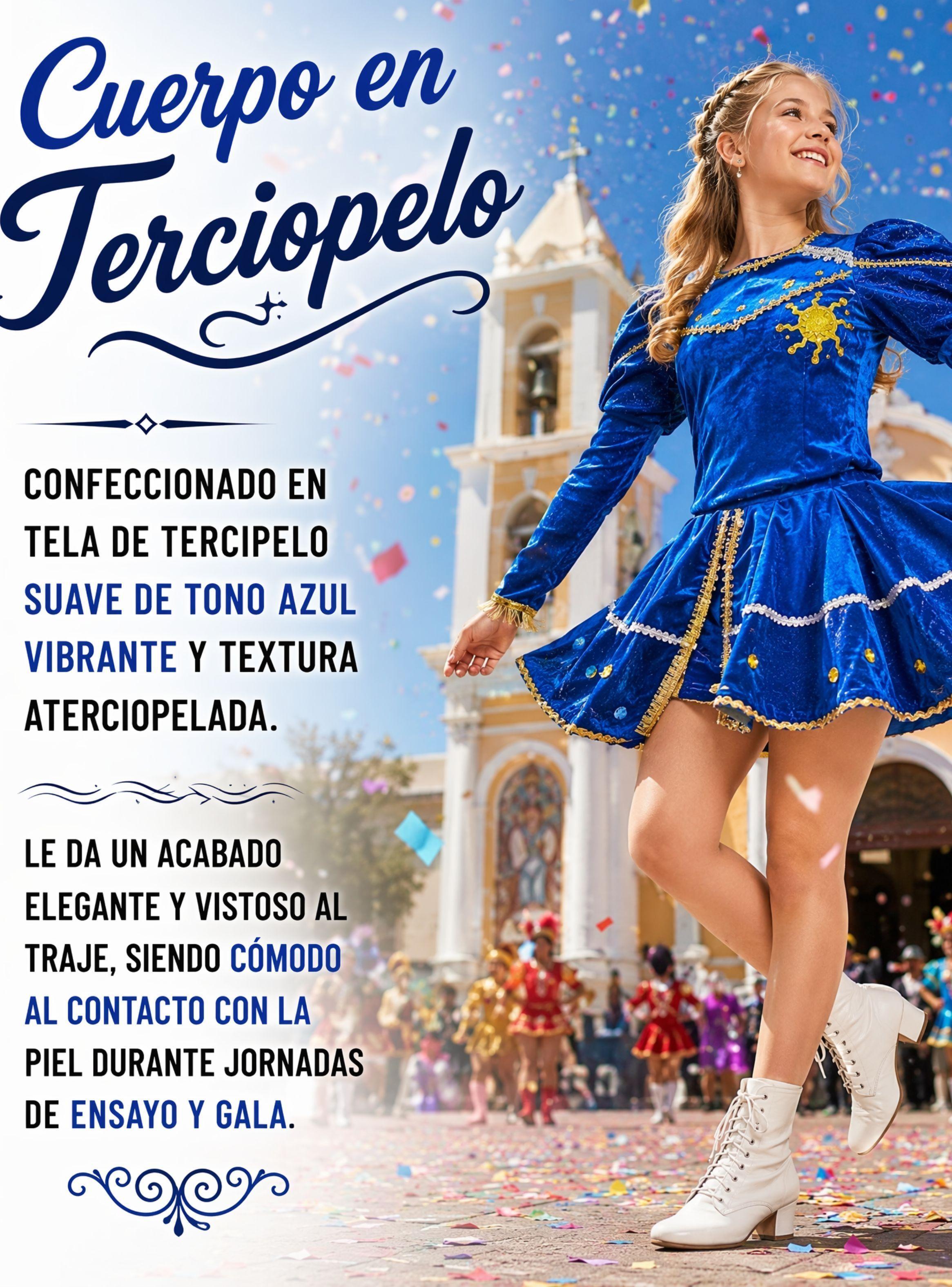 Traje Caporal   Típico Tradicional Juvenil Azul  2 Piezas  Fiestas Patrias-6
