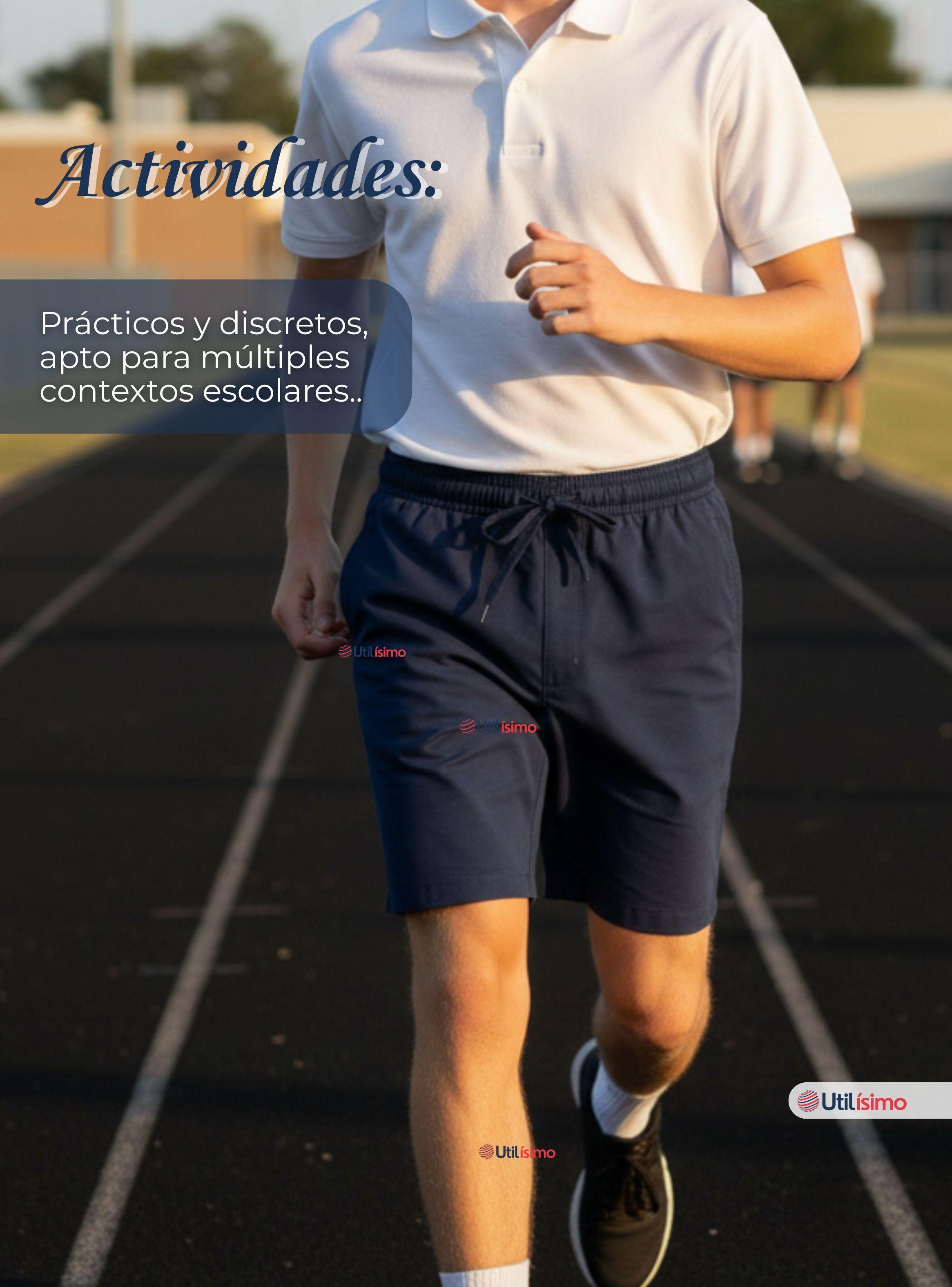 Pantalón Corto Juvenil Algodón Deportivo Escolar Color Azul Marino-6