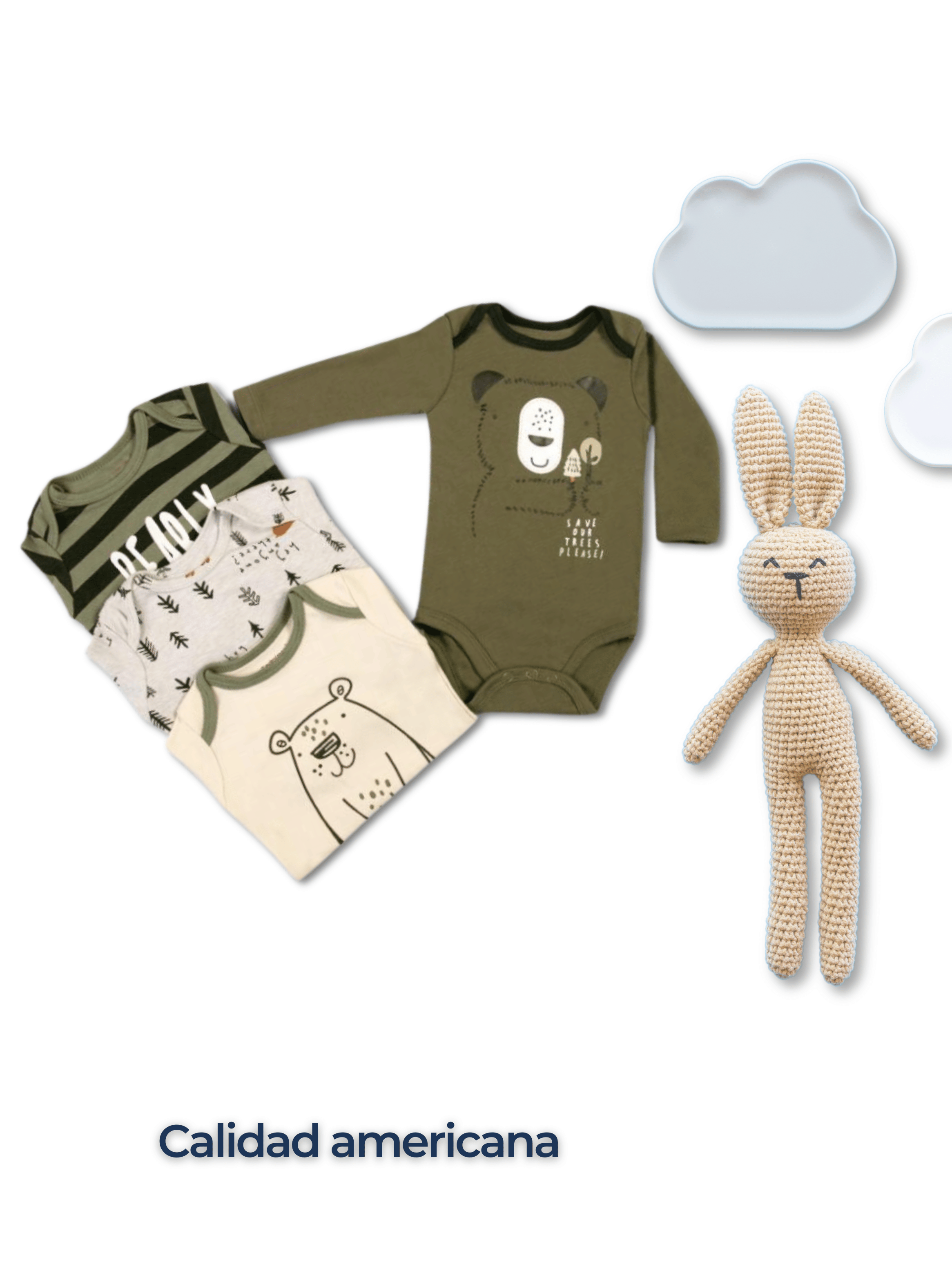 Pack 4 Bodys Bebé Niño Manga Larga Tedmimak 100% Algodón Big Bear-5