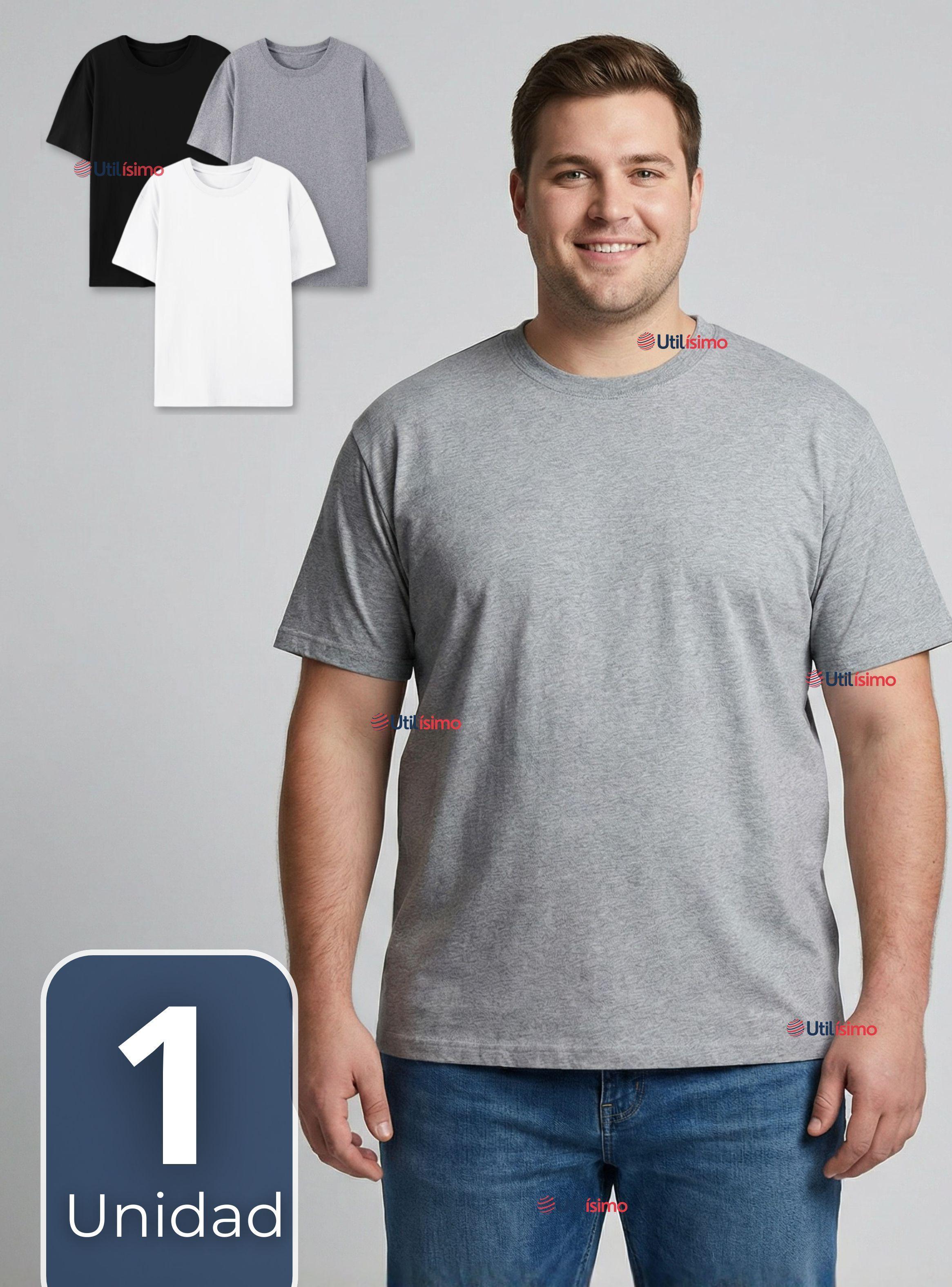 Camiseta Polera 100% Algodón Básica Lisa Elástica para Hombre en Colores Surtidos-0