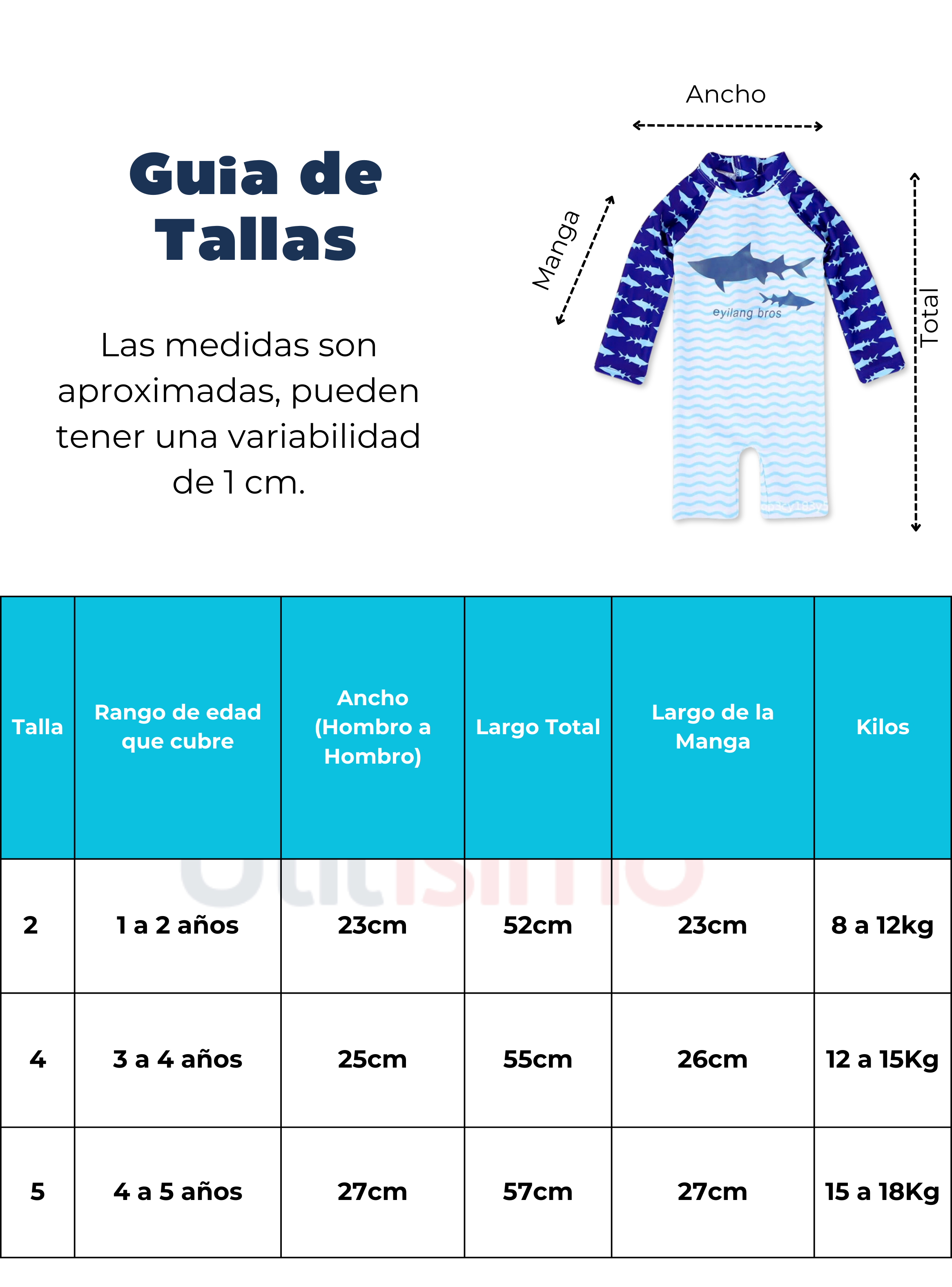 Traje de Baño Enterito Manga Larga Niño Jump Kids Gaviota-2