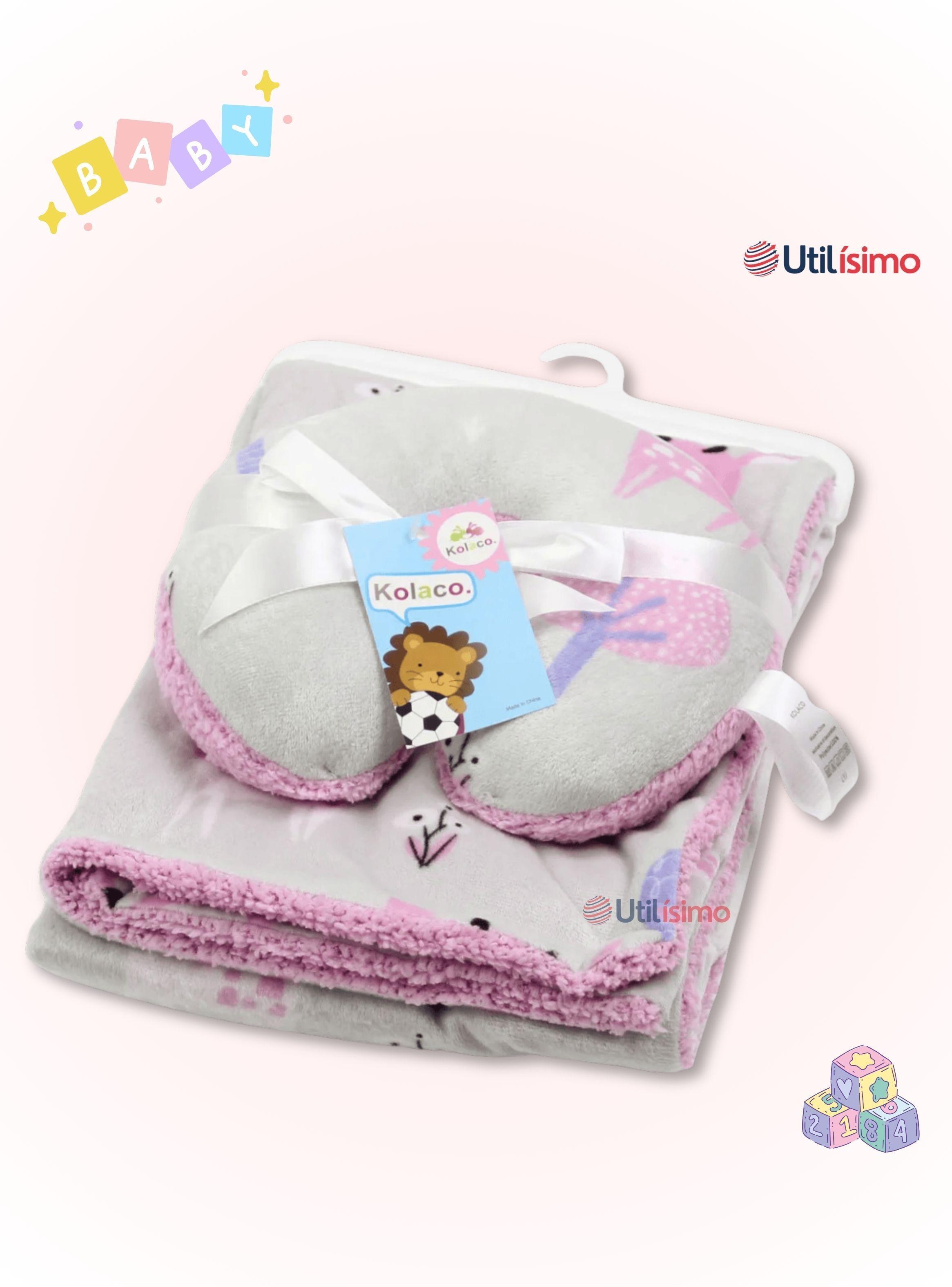 Set Manta Frazada Polar Para Bebé Niña + Cojín Para Cuello Surtidos-5