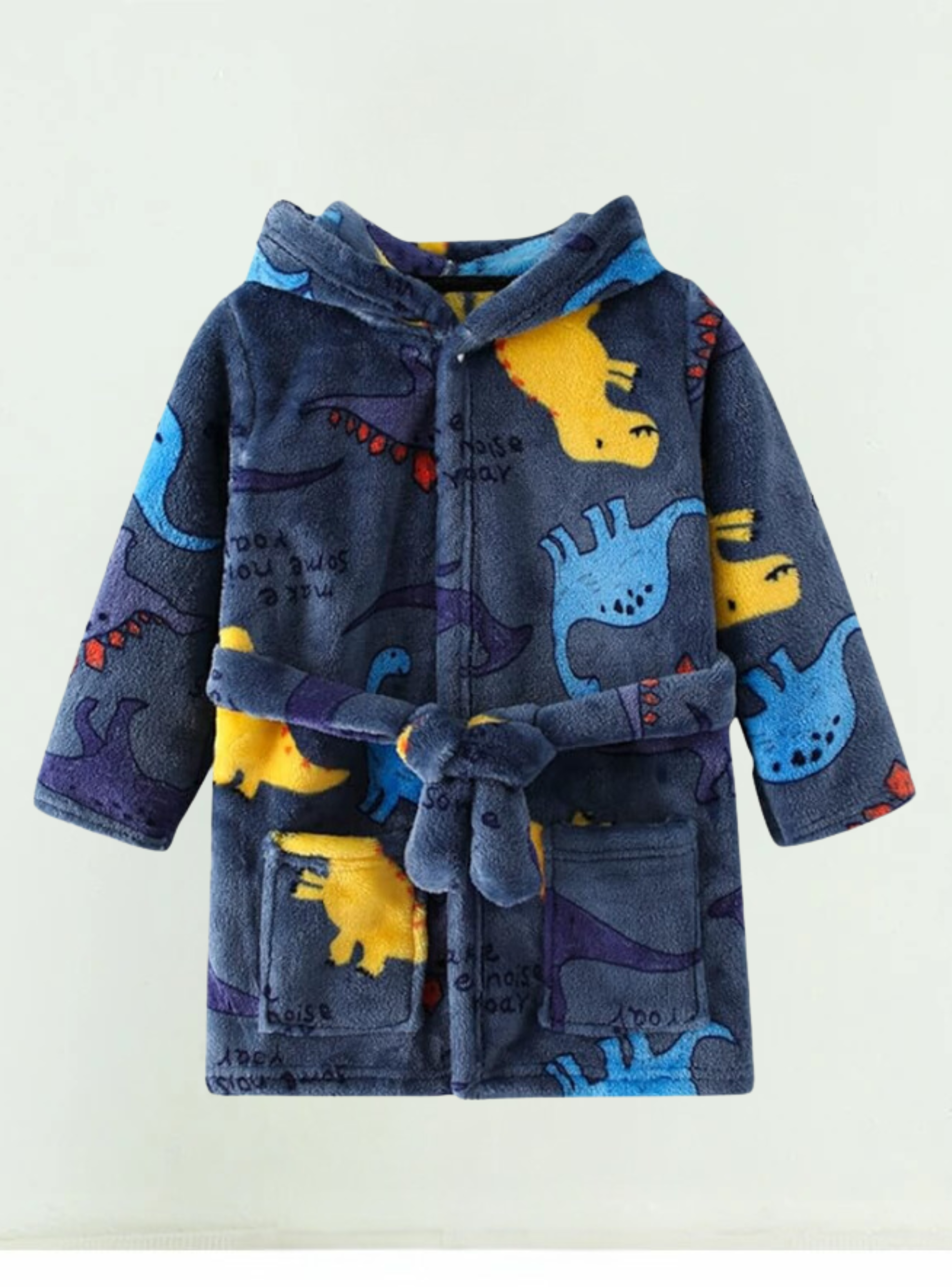 Batas De Baño Con Capucha Y Bolsillos Niño Polar De Dinosaurio-1