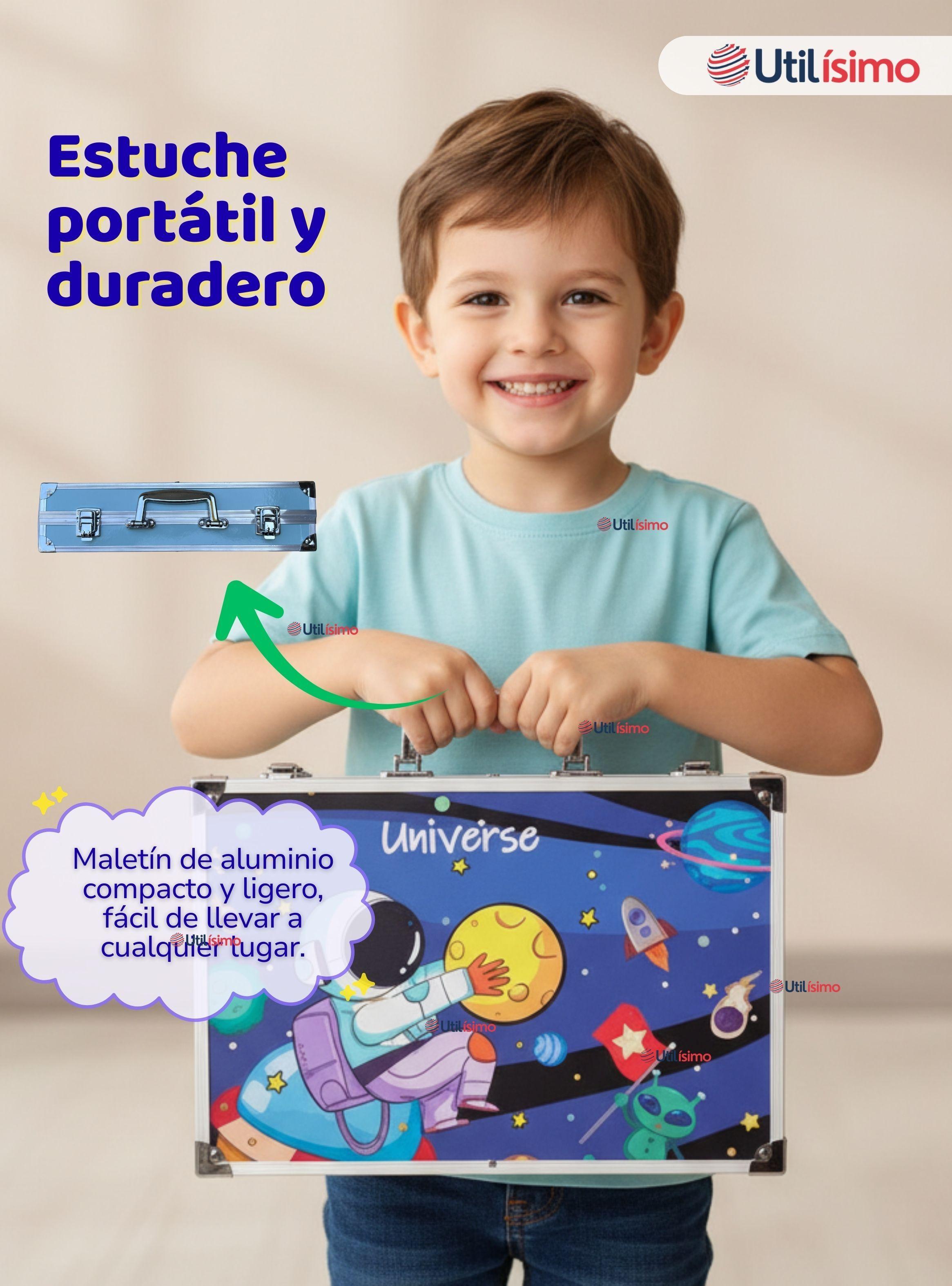 Set 145 Piezas Arte Infantil Dibujo Maletín Metálico Completo Lápices Marcadores Pinturas Pasteles-6