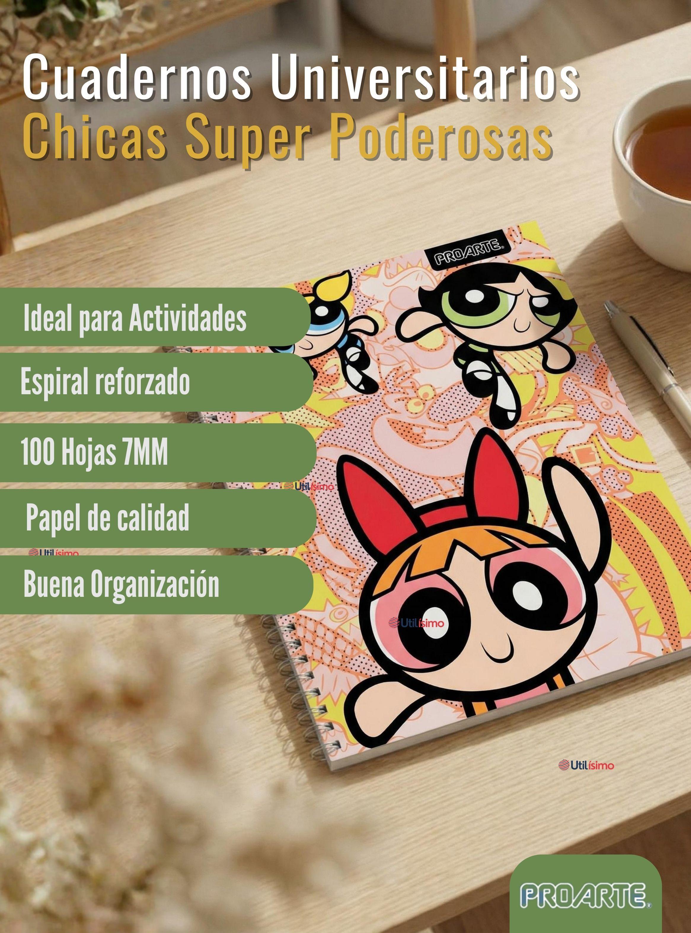 Pack 10 Cuadernos Universitarios Chicas Superpoderosas 7 mm 100 Hojas Proarte Powerpuff Girls-2
