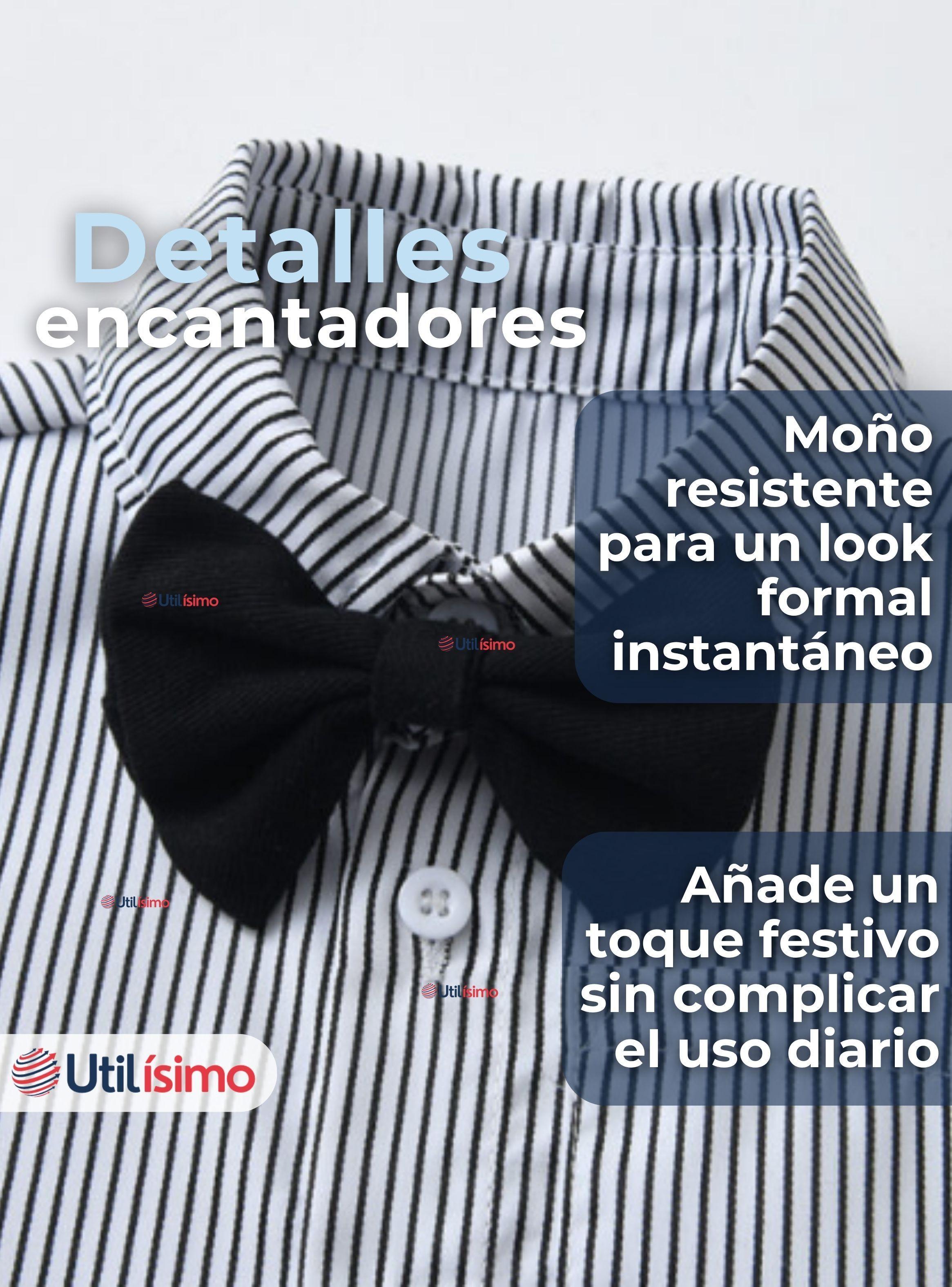 Conjunto de Vestir con Tirantes Camisa Blanca de Rayas Pantalón Corto de Algodón Niño y bebe-6