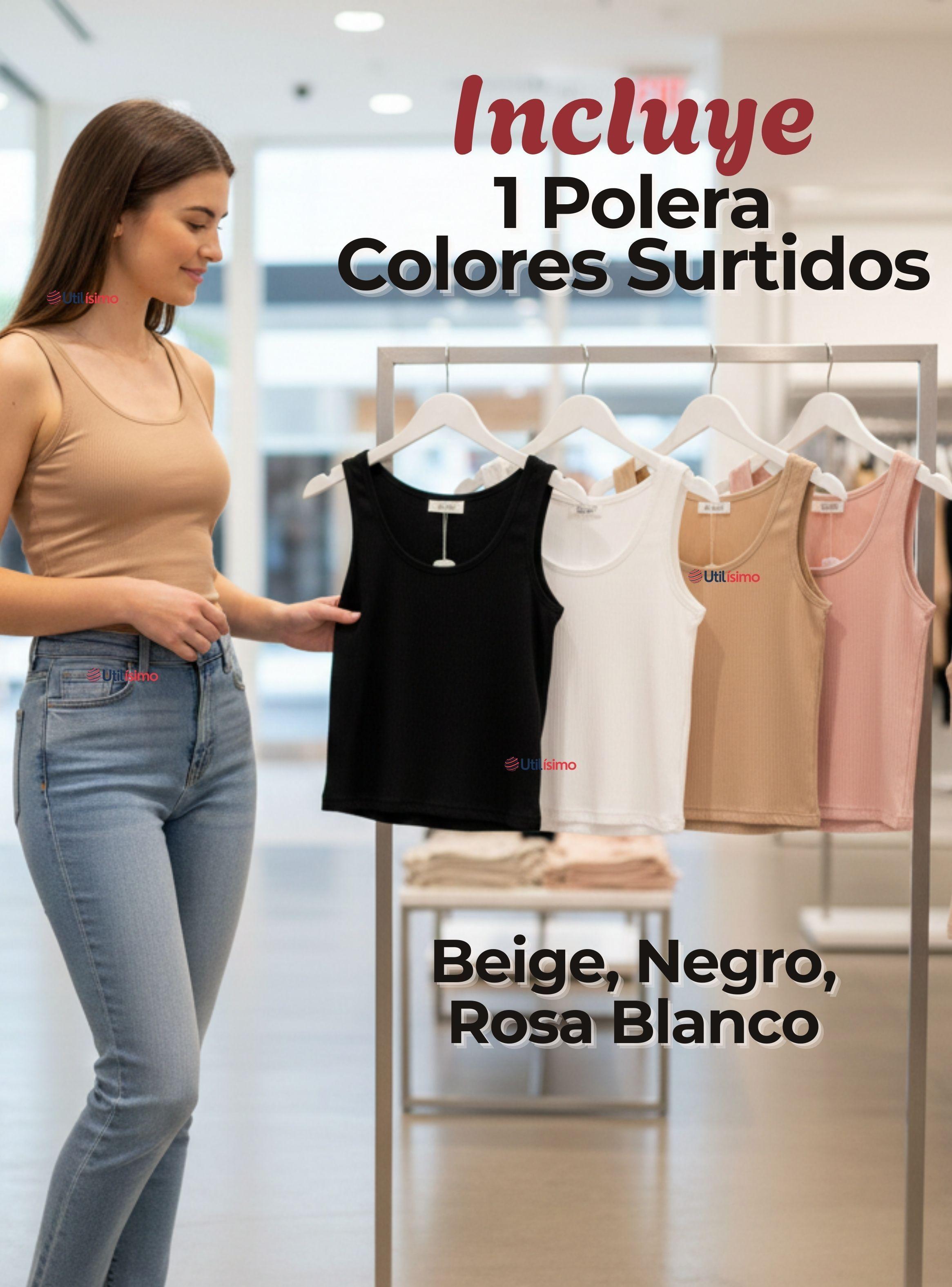 Camiseta Polera Sin Mangas Tela Acanalada Algodón para Mujer Colores Surtidos-1