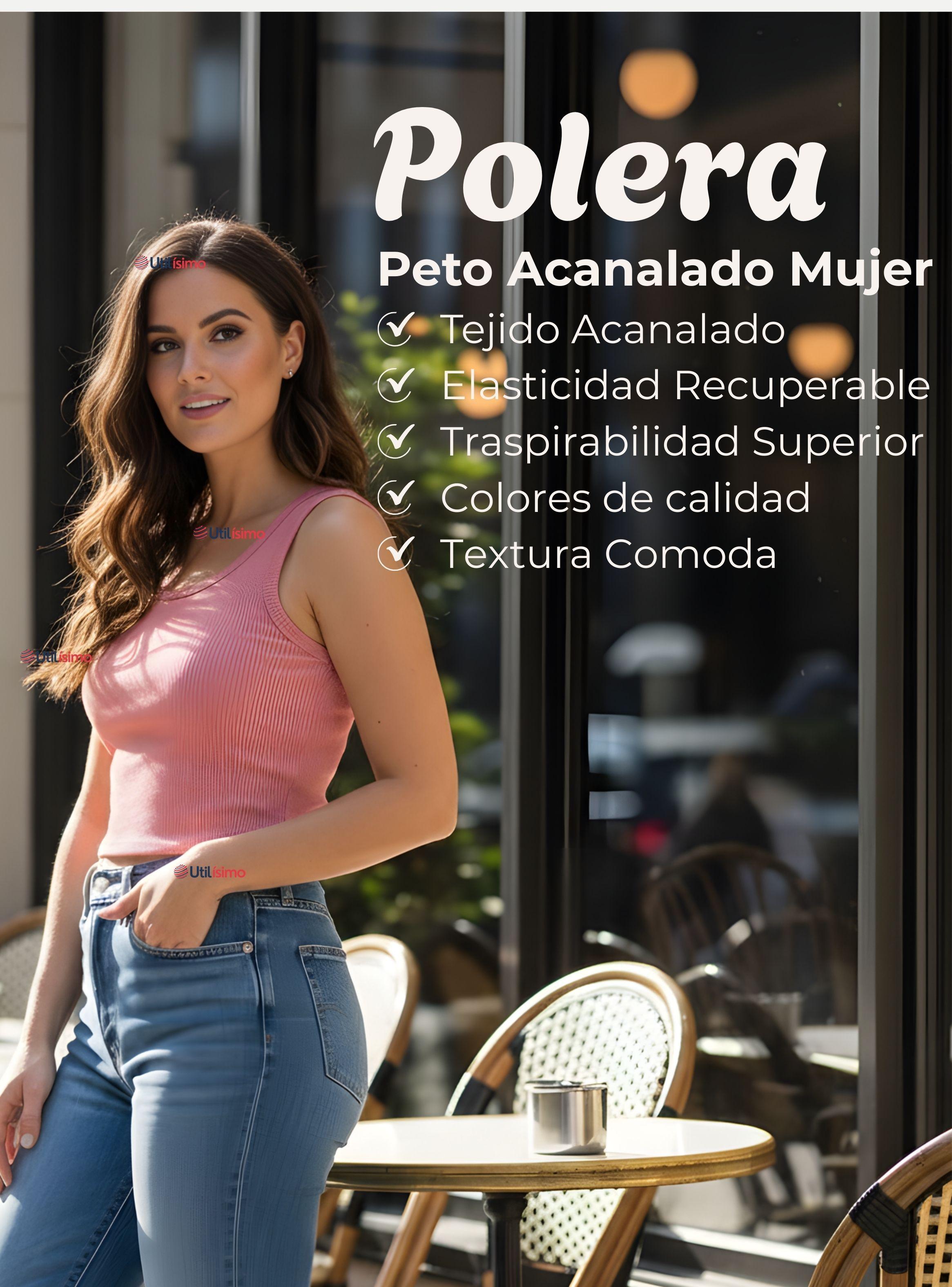 Camiseta Polera Sin Mangas Tela Acanalada Algodón para Mujer Colores Surtidos-2