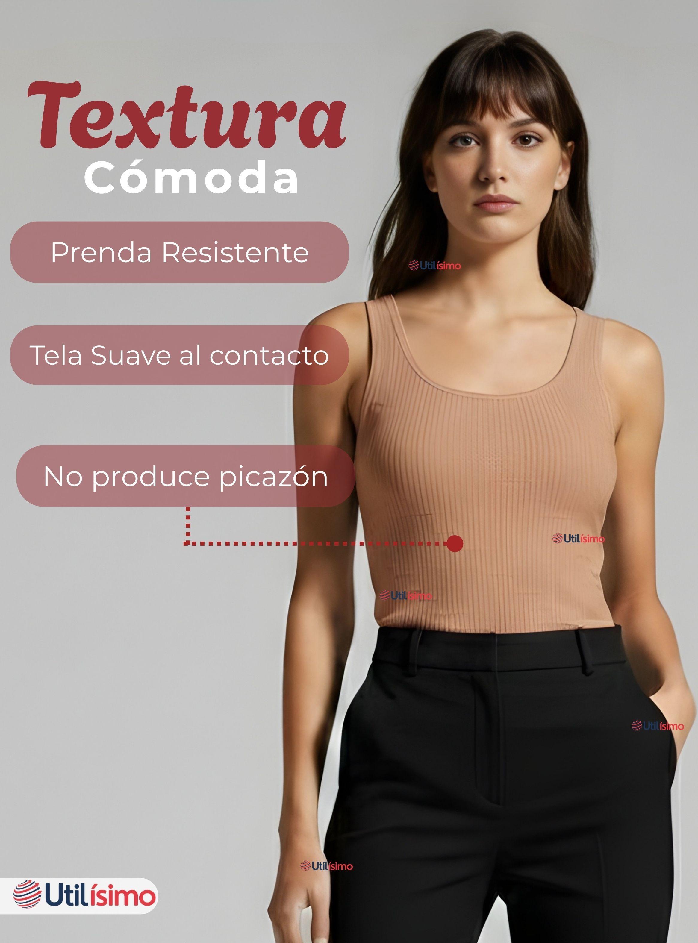 Camiseta Polera Sin Mangas Tela Acanalada Algodón para Mujer Colores Surtidos-7