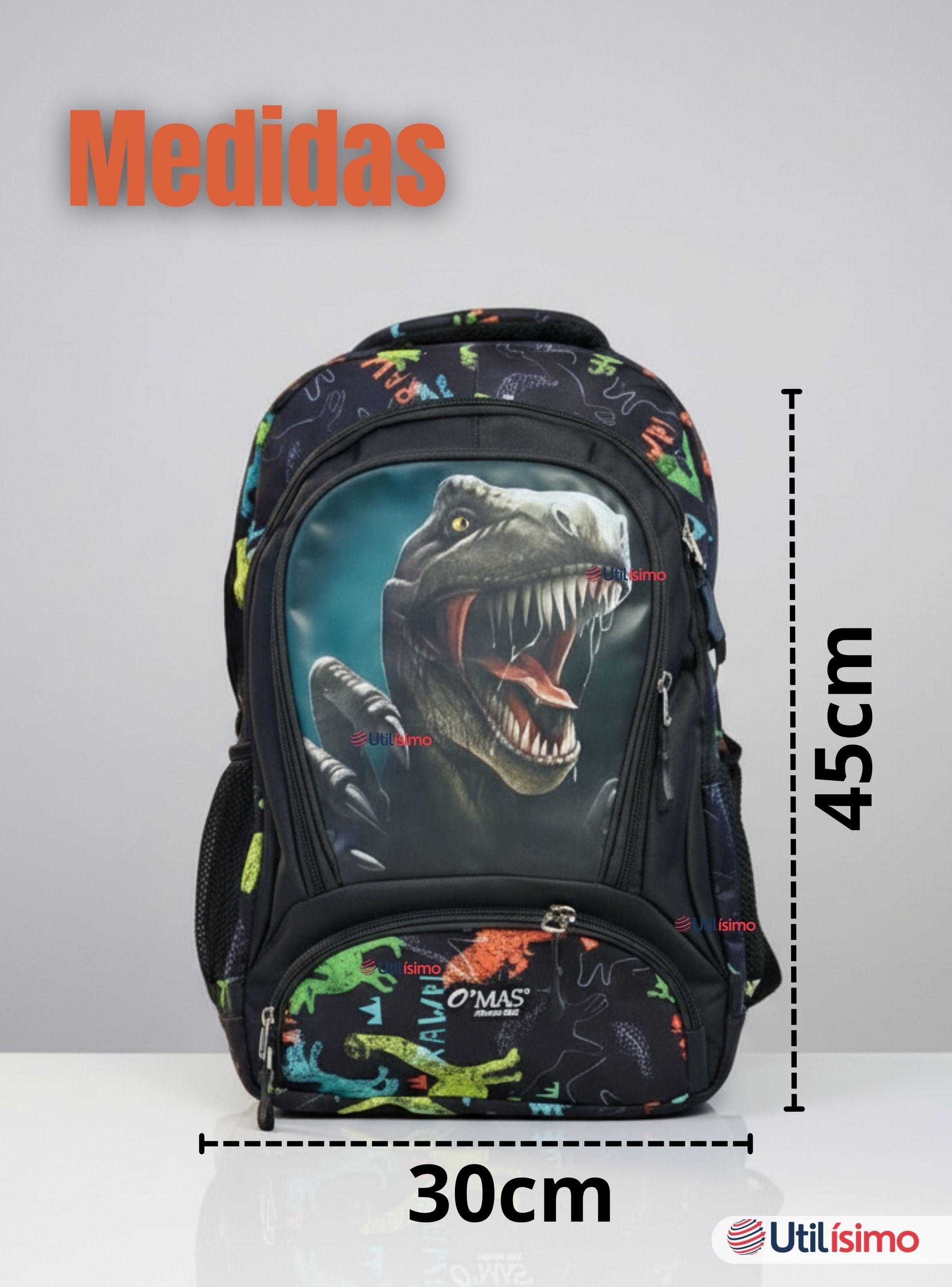 Mochila Escolar Kit + Estuche+ Lonchera 45 cm Tela Oxford Dino para Niños-3