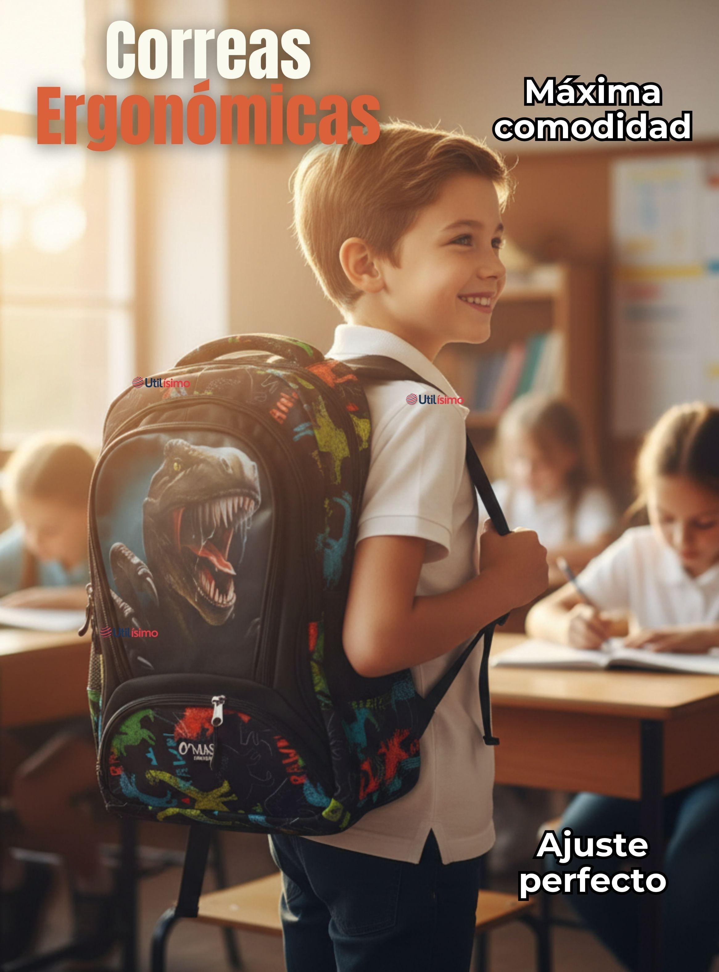 Mochila Escolar Kit + Estuche+ Lonchera 45 cm Tela Oxford Dino para Niños-7