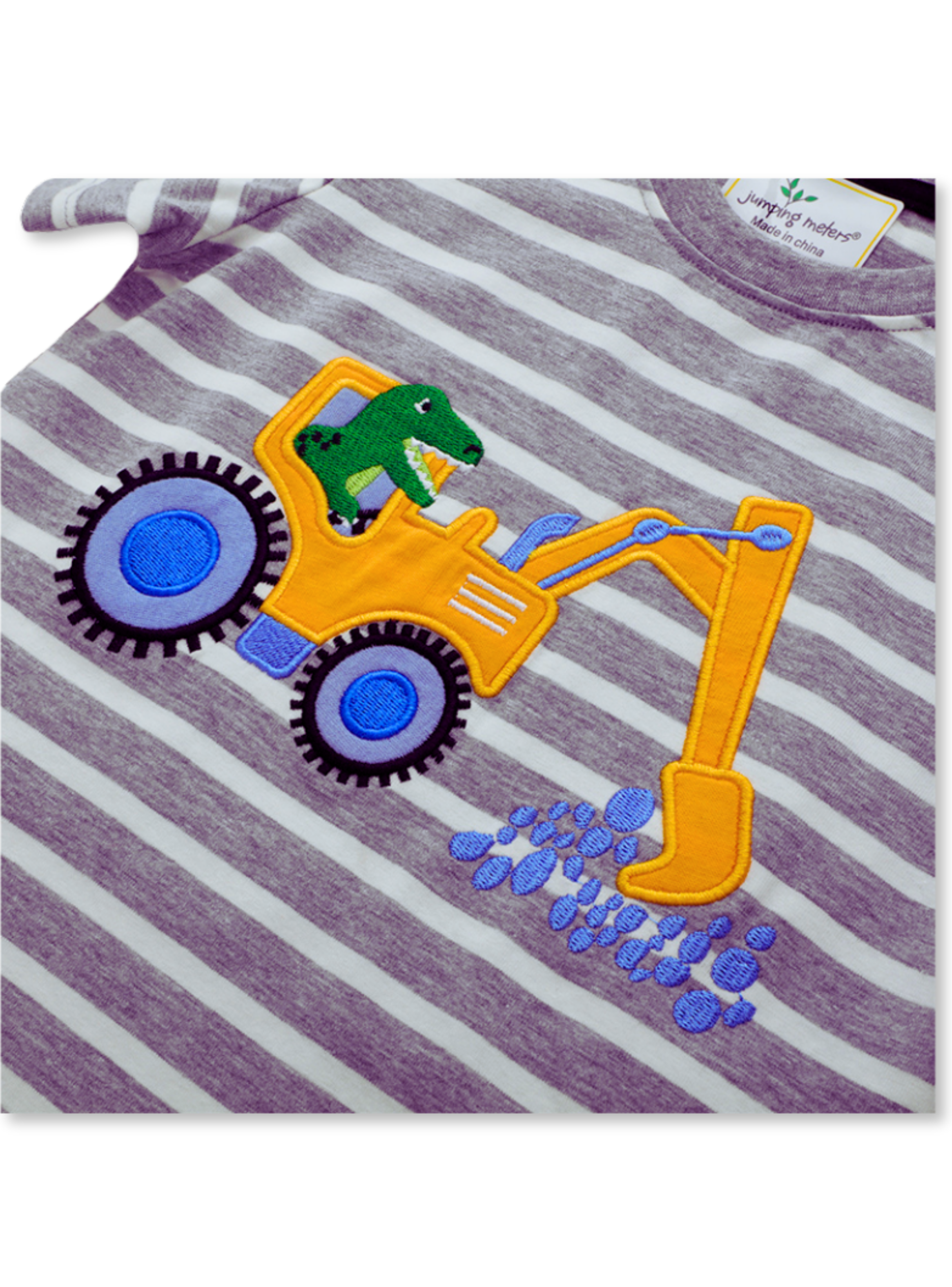 Polera Niño Algodon Manga Corta Jump Kids Rayas Blancas-3