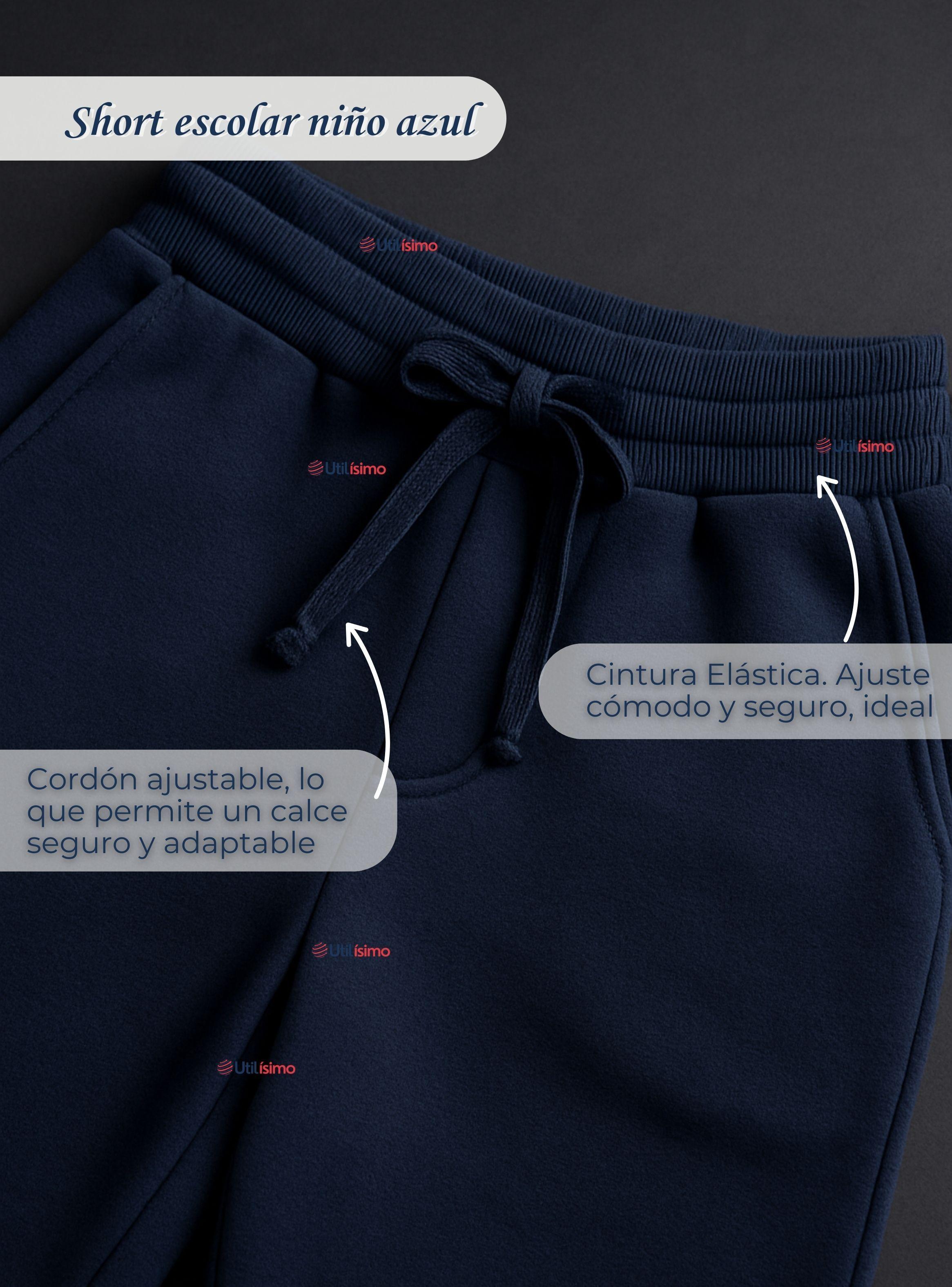 Pack 2 Pantalones Cortos Escolar Juvenil Algodón Short Deportivo color Azul Marino-5