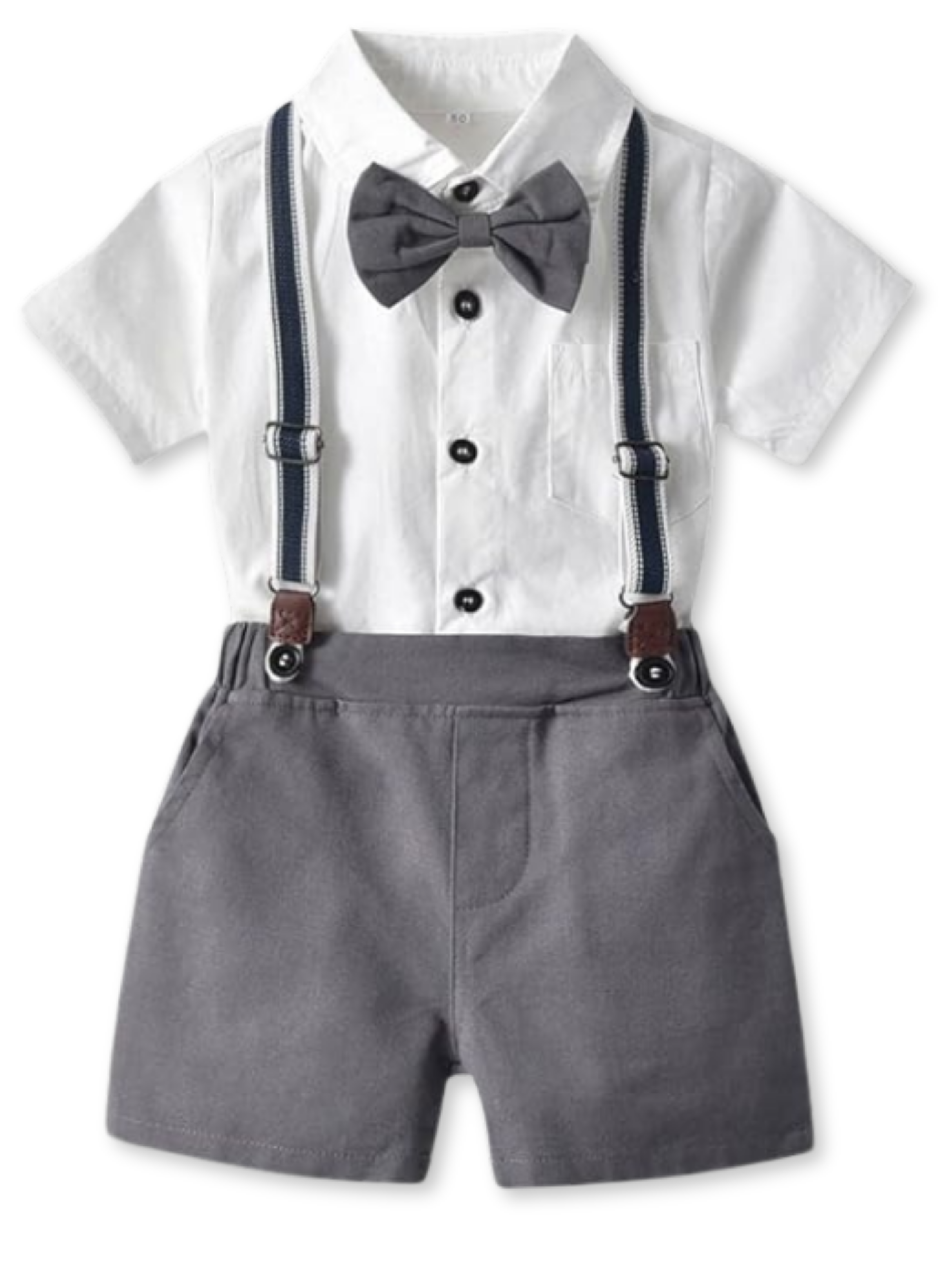 Conjunto de vestir con corbatín y pantalones cortos Niños 3 a 7 años Silver-0
