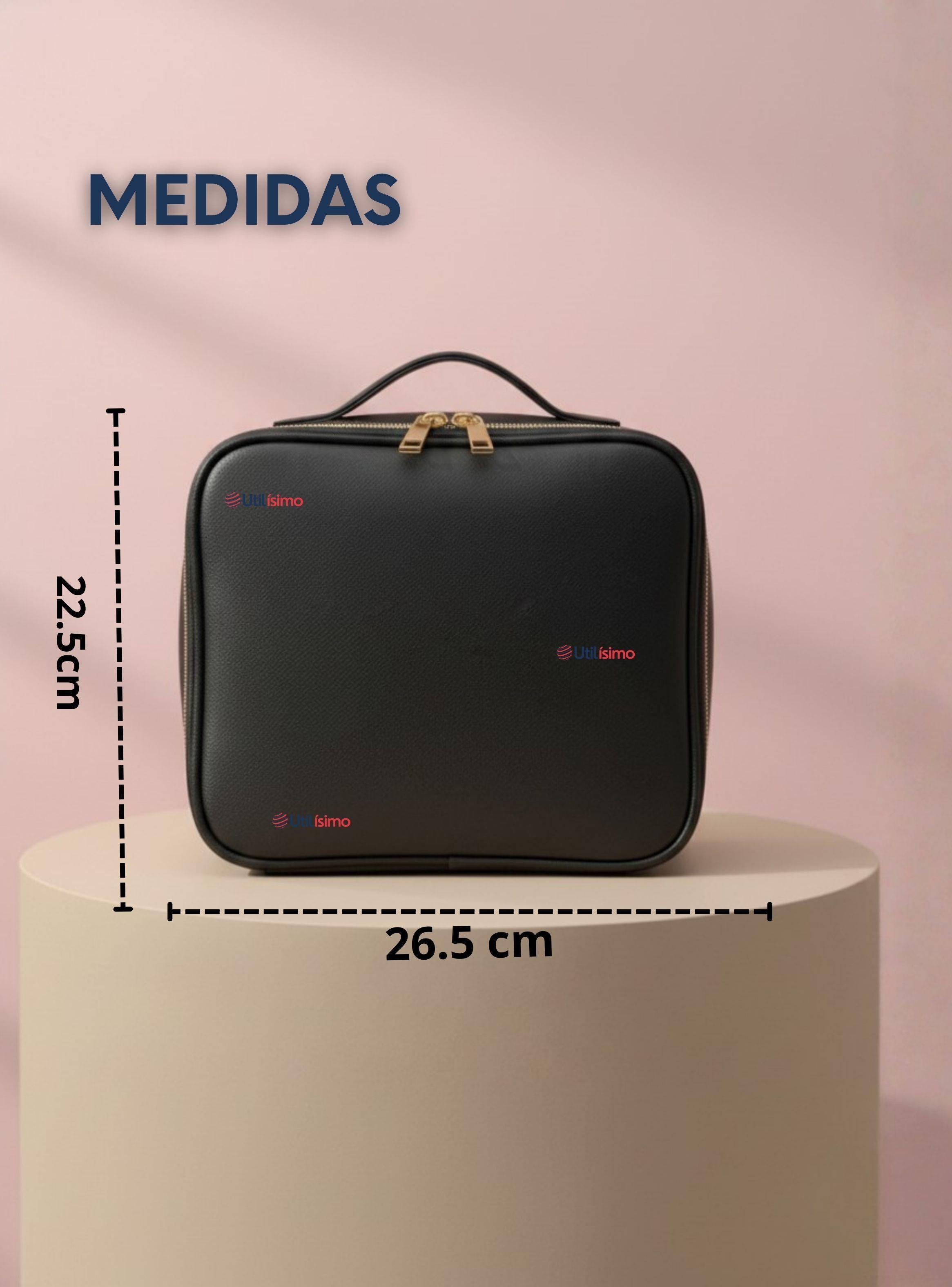 Estuche Maquillaje 2 en 1 Bolso Cosmetiquero Espejo Con Luz Led Organizador Negro-3