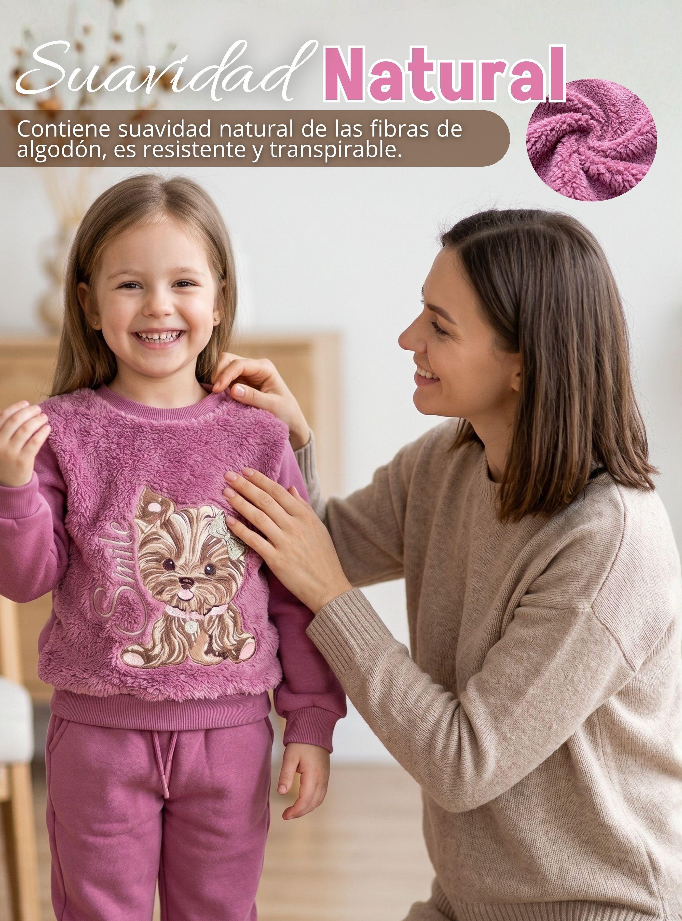 Conjunto Buzo Polera 2 Piezas Niña 100% Algodón Fluffy Rose Tedmimak -5