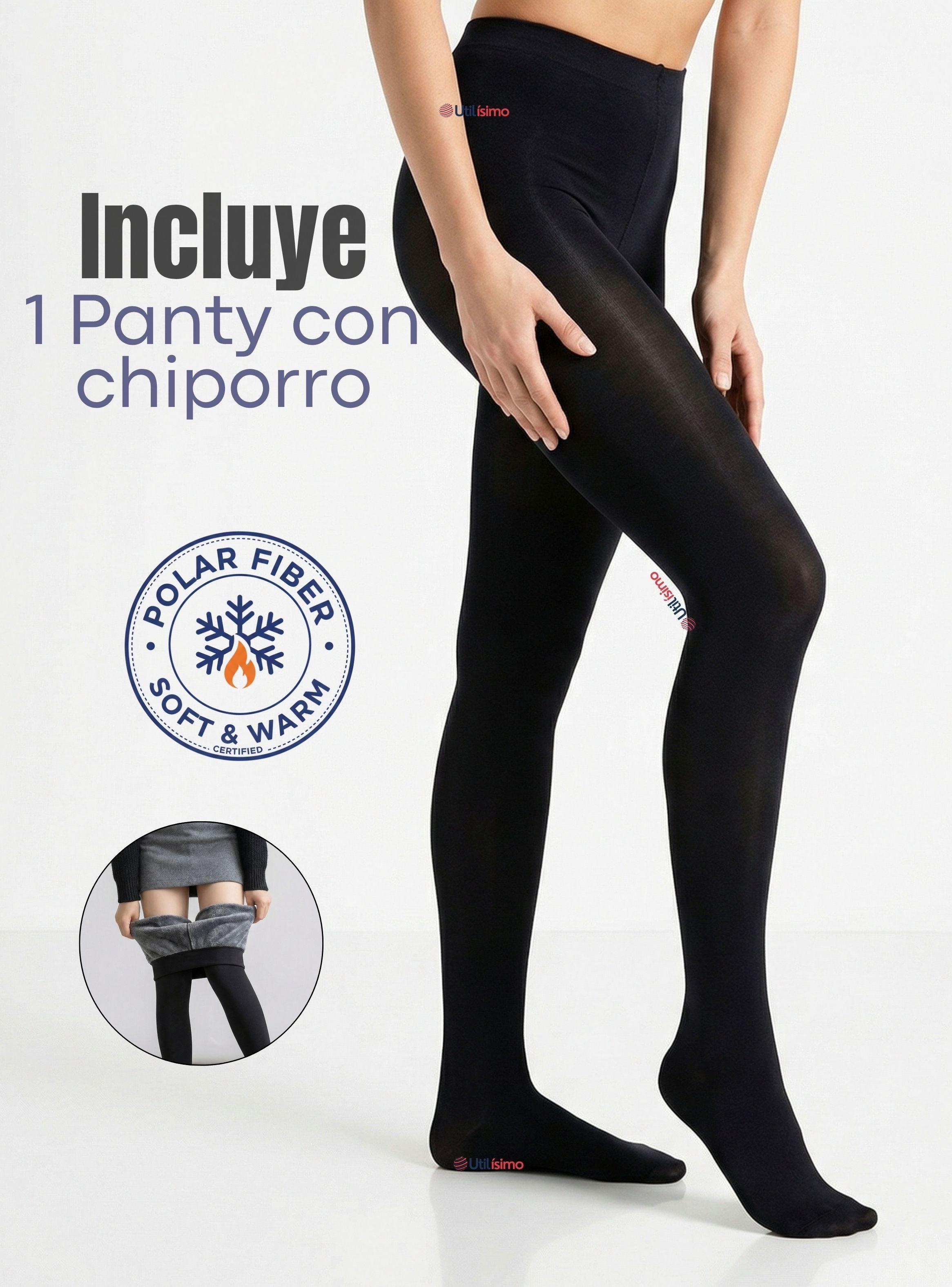 Calza Panty Con Chiporro Mujer Elasticada Negra-2