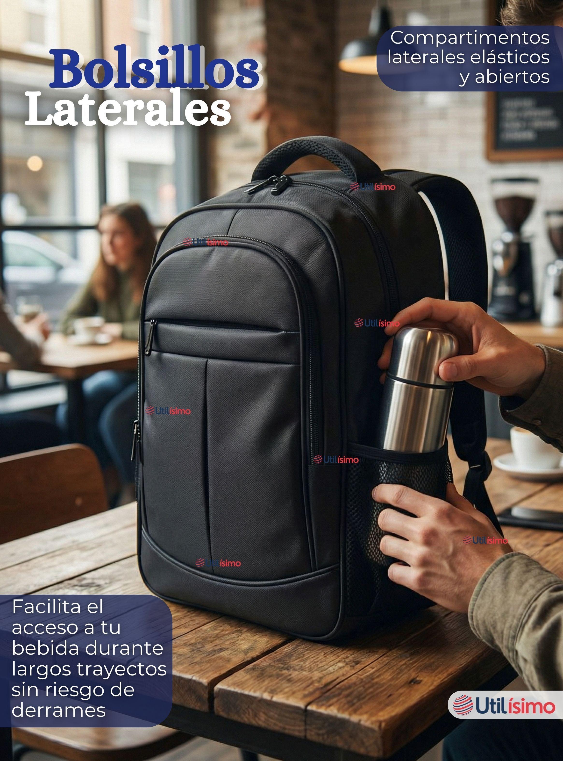 Mochila Escolar Universitaria Notebook Impermeable Resistente 46cm Negro 23L-5