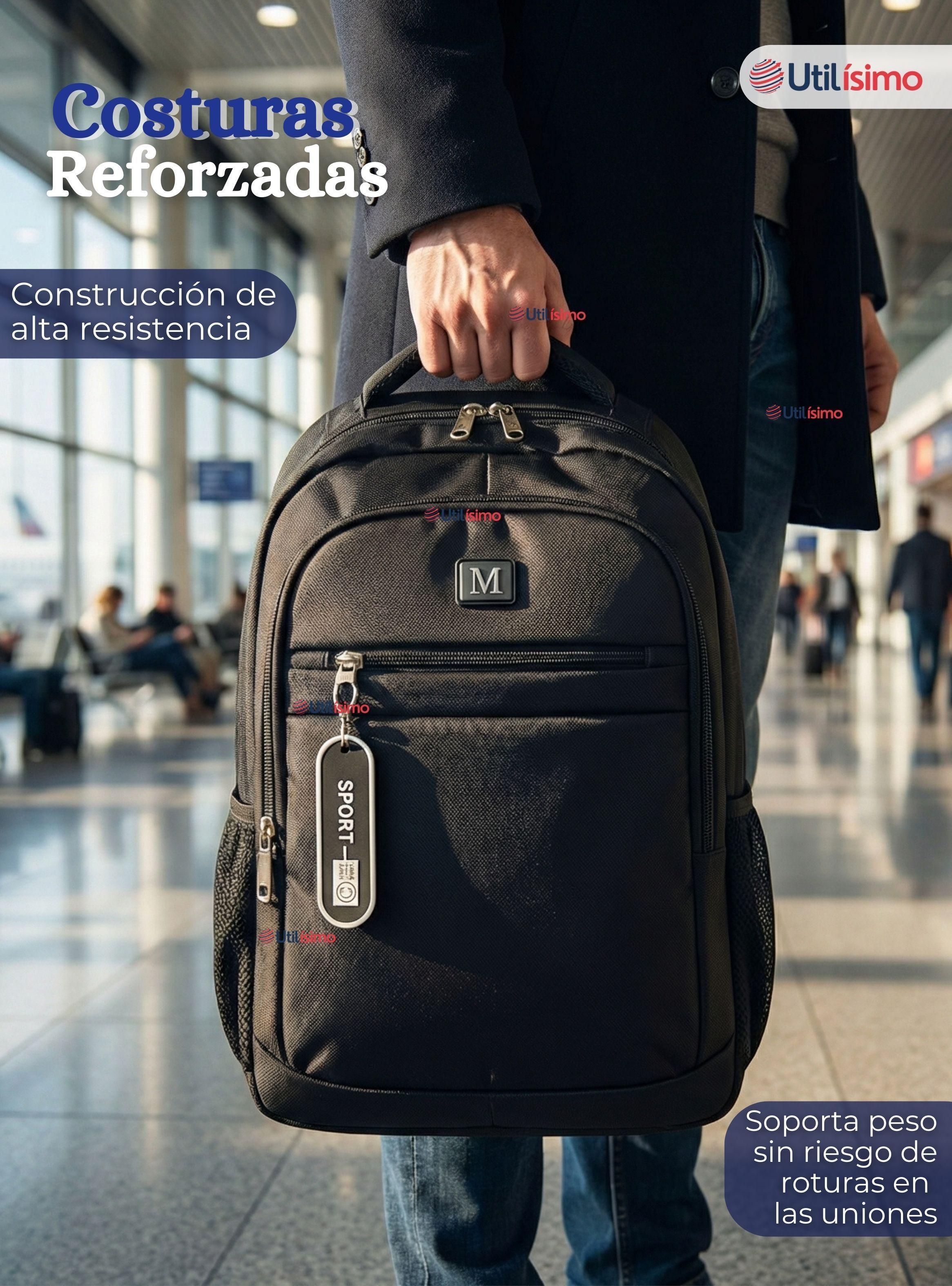 Mochila Escolar Universitaria Notebook Impermeable Resistente 46cm Negro 23L-7