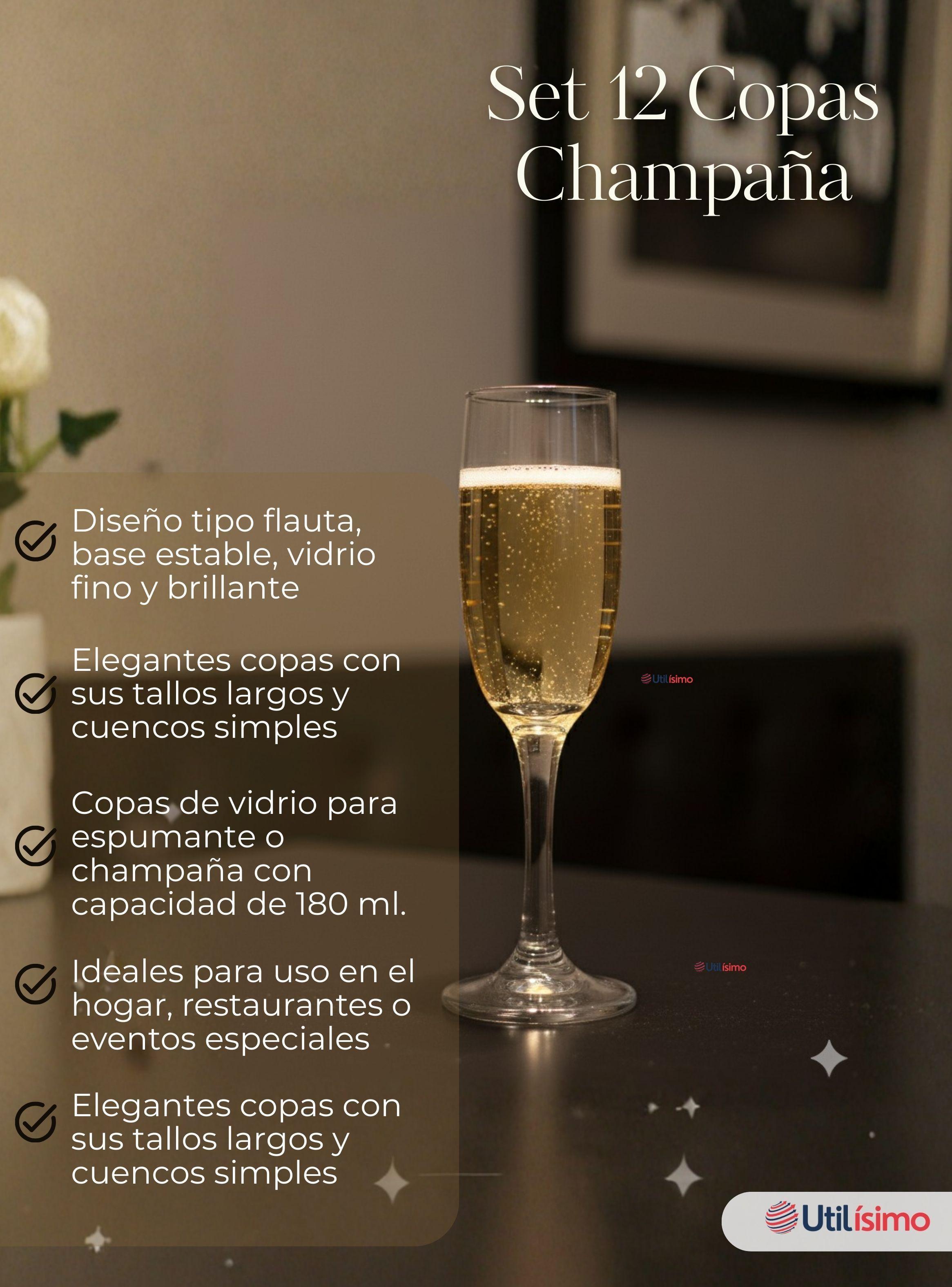 Set de 12 Copas de Champaña Espumante de Vidrio 180 ml-1