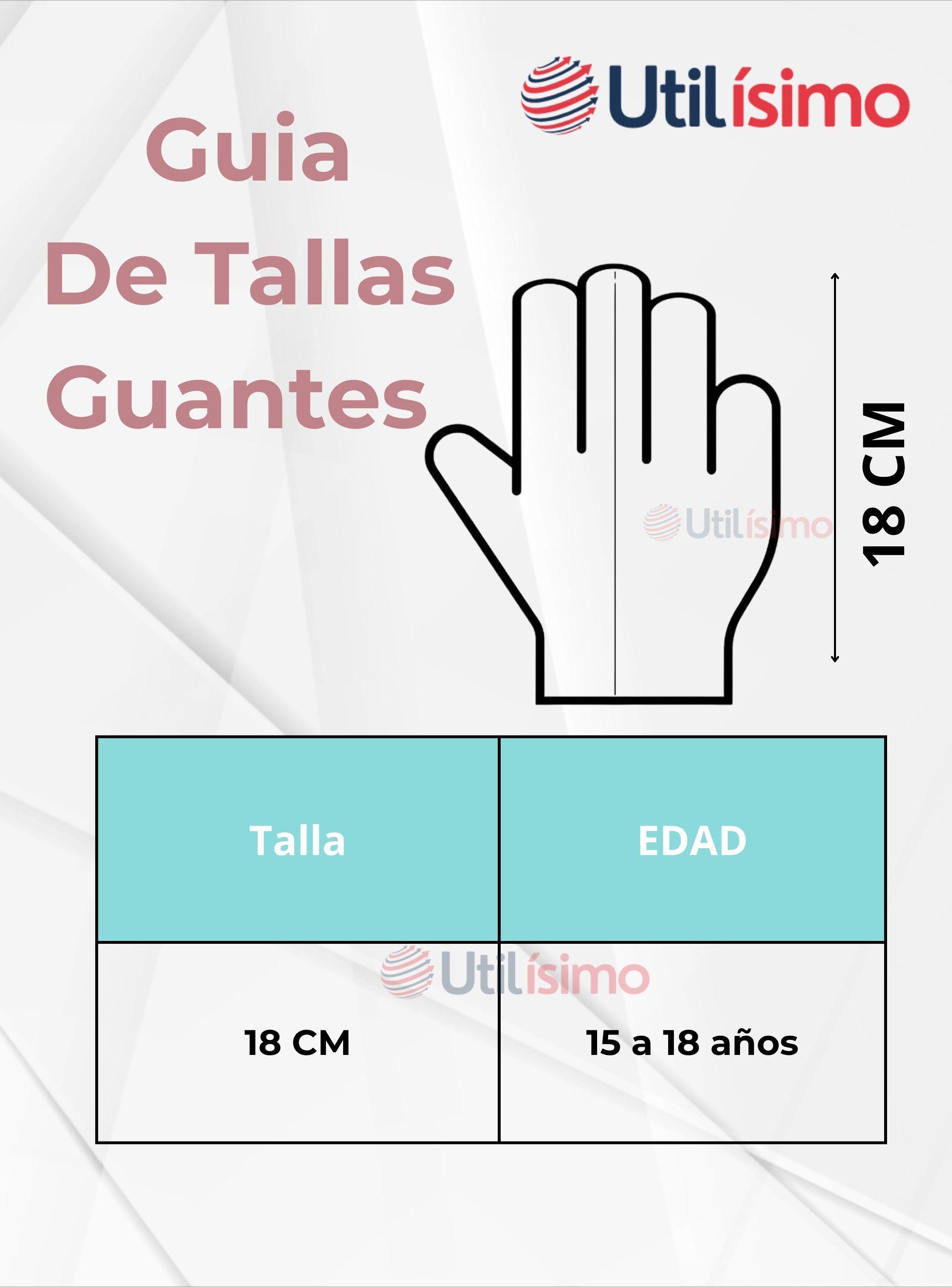 Guantes 18cm Lana Acrílica Adulto Unisex Liso Negro-2