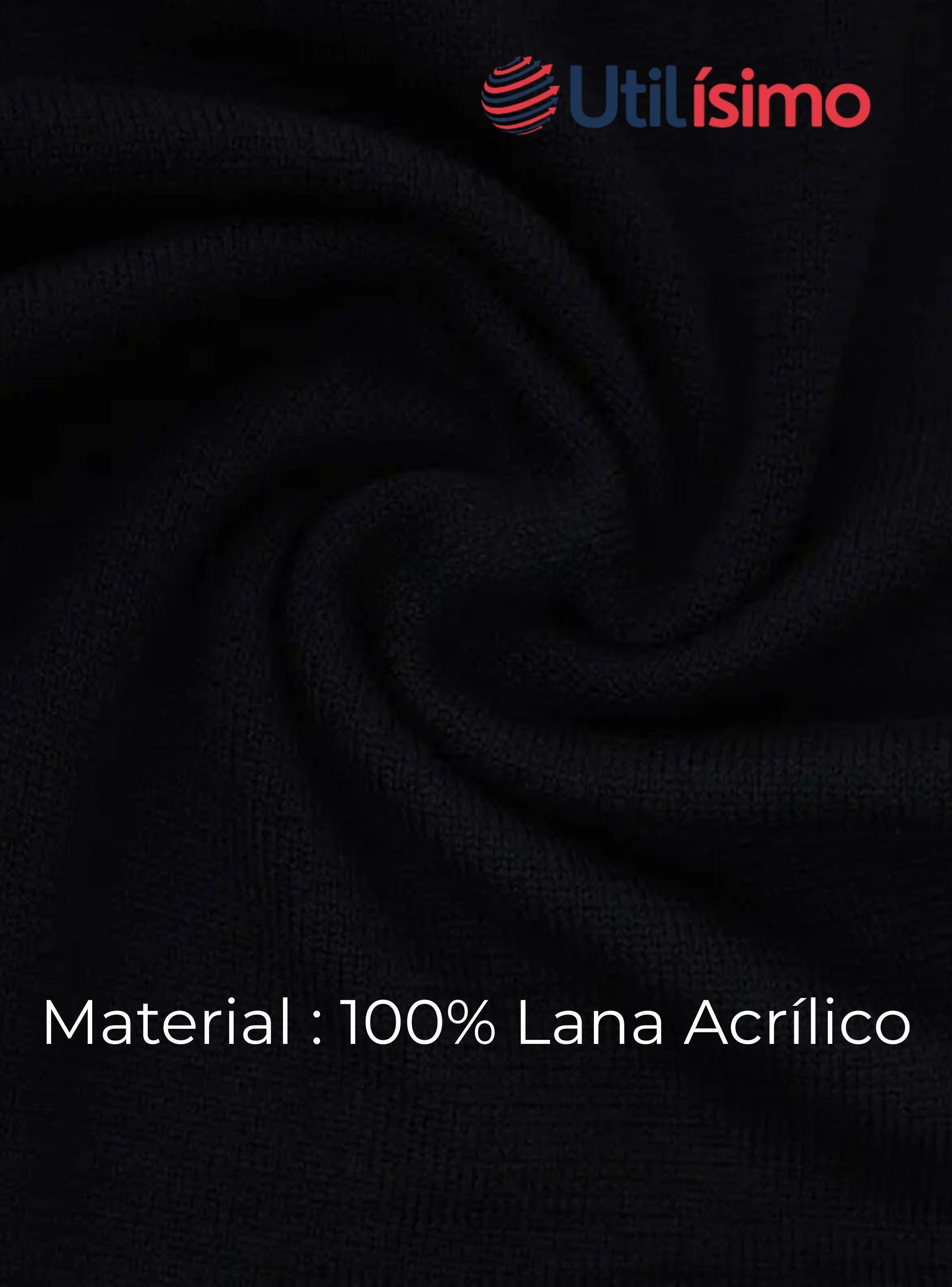 Guantes 18cm Lana Acrílica Adulto Unisex Liso Negro-4