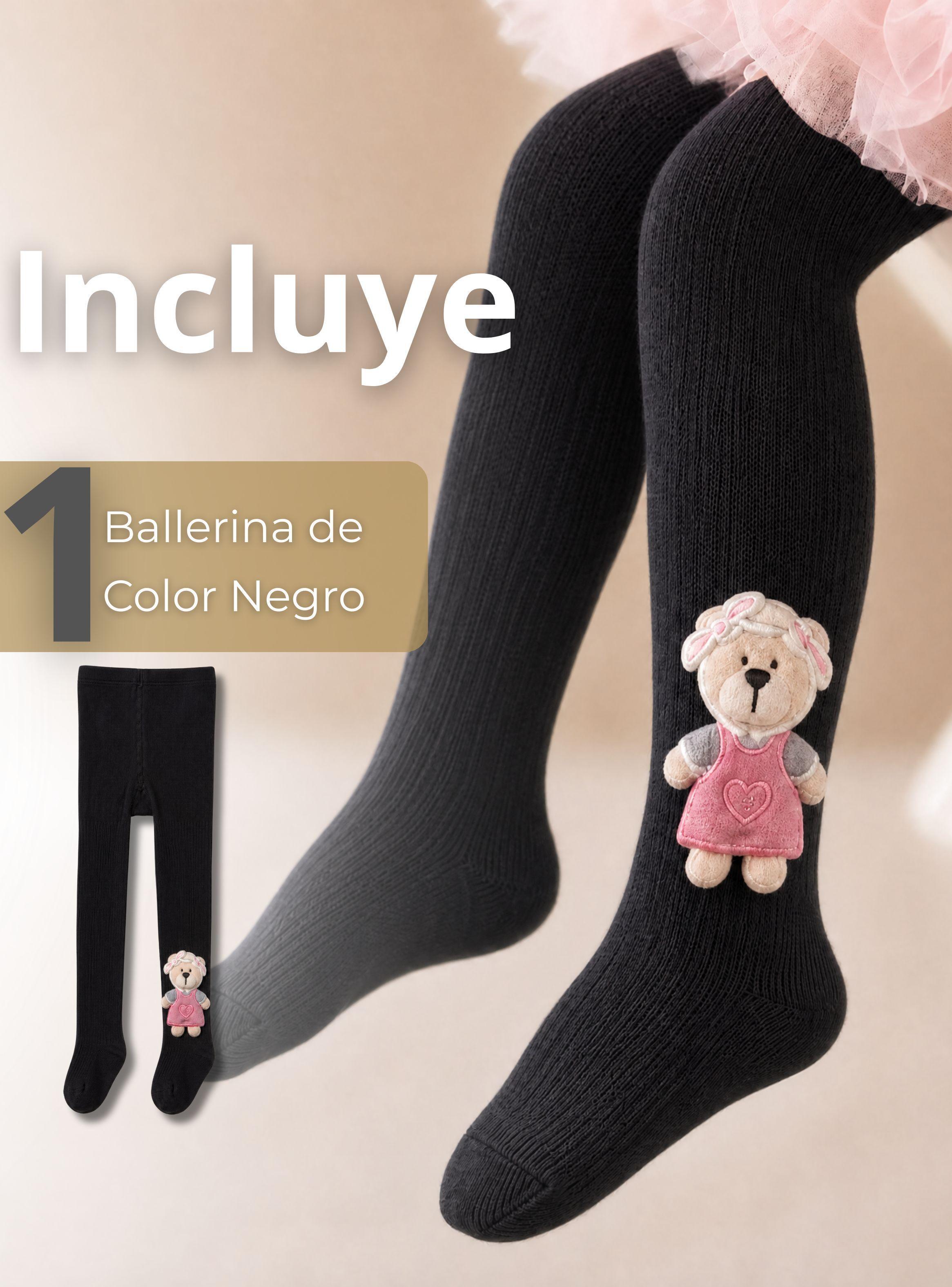 Panty 3D Osito Negro Tejida Niña Ballerina 78% de Algodón Premium-2