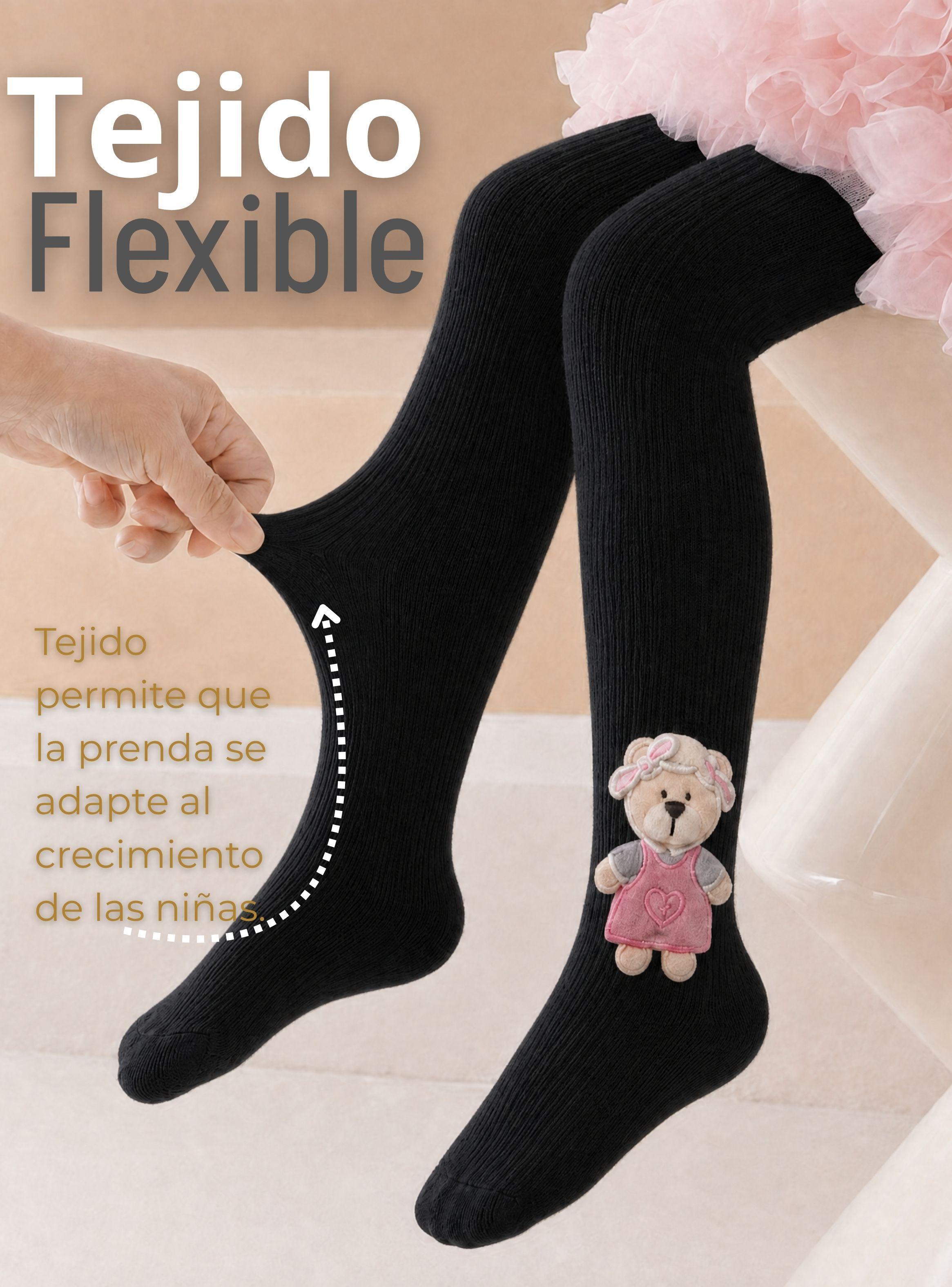Panty 3D Osito Negro Tejida Niña Ballerina 78% de Algodón Premium-7