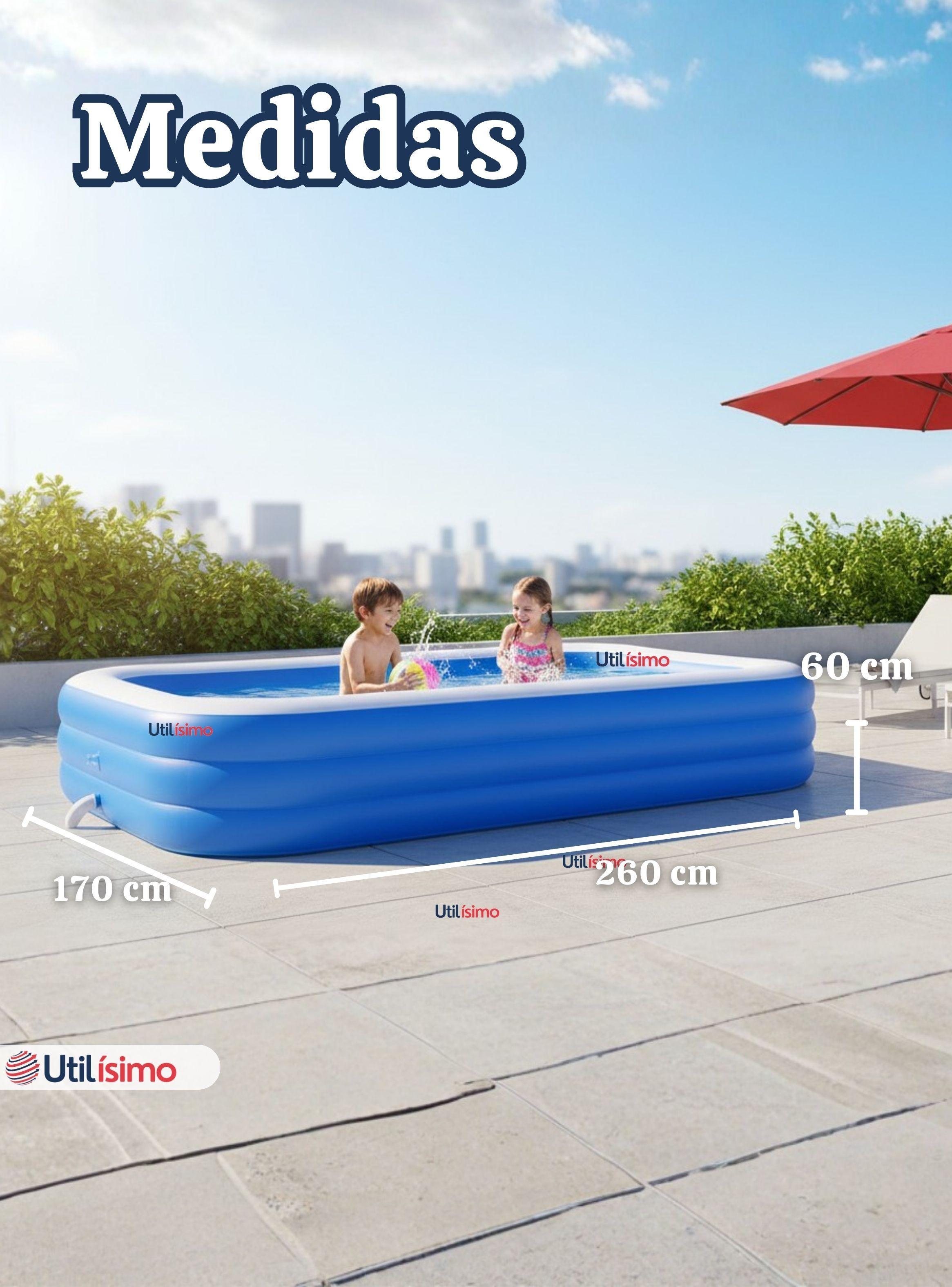 Piscina Inflable Rectangular de 260x170x60 CM  Color Azul-2