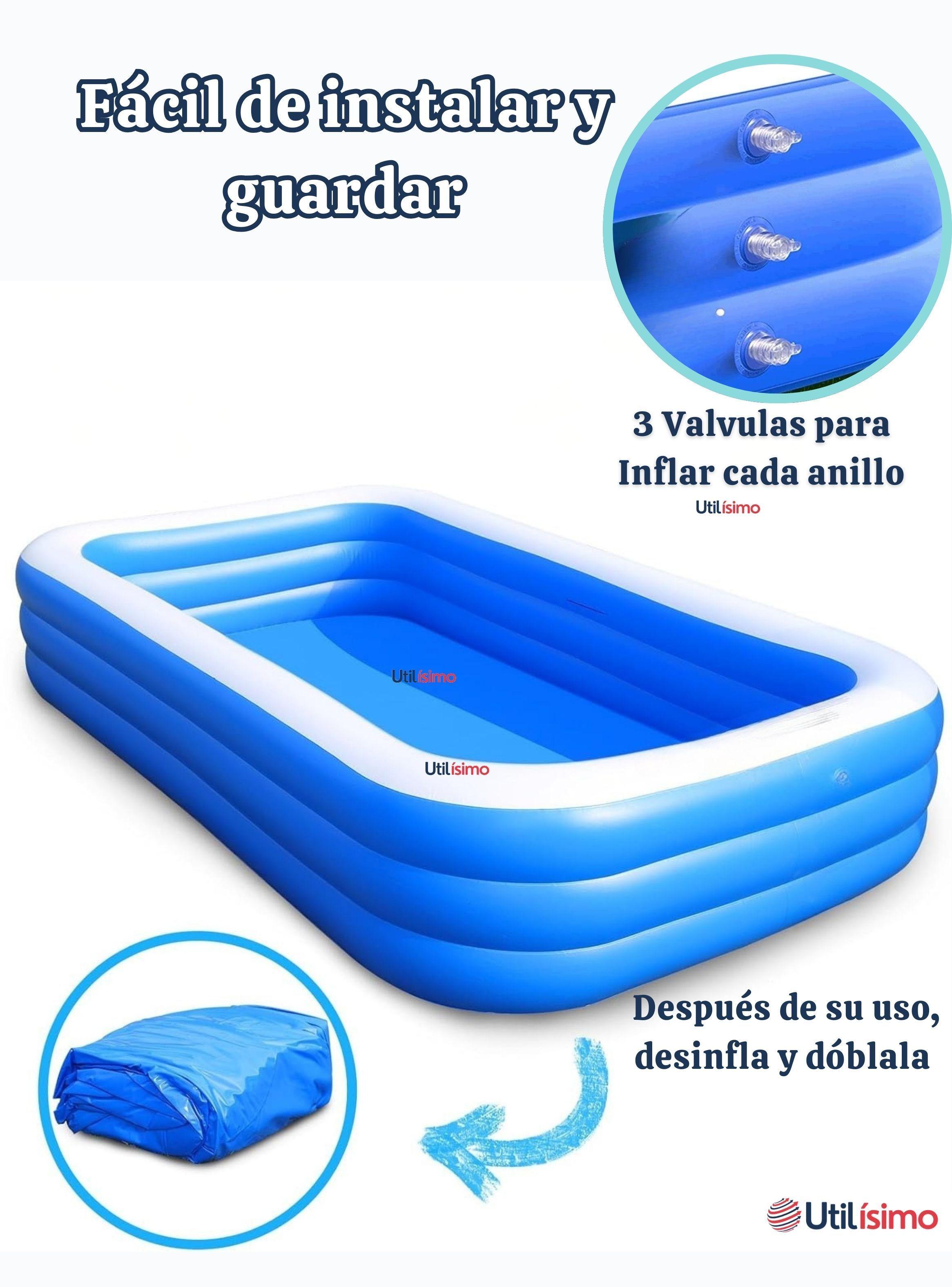 Piscina Inflable Rectangular de 260x170x60 CM  Color Azul-4