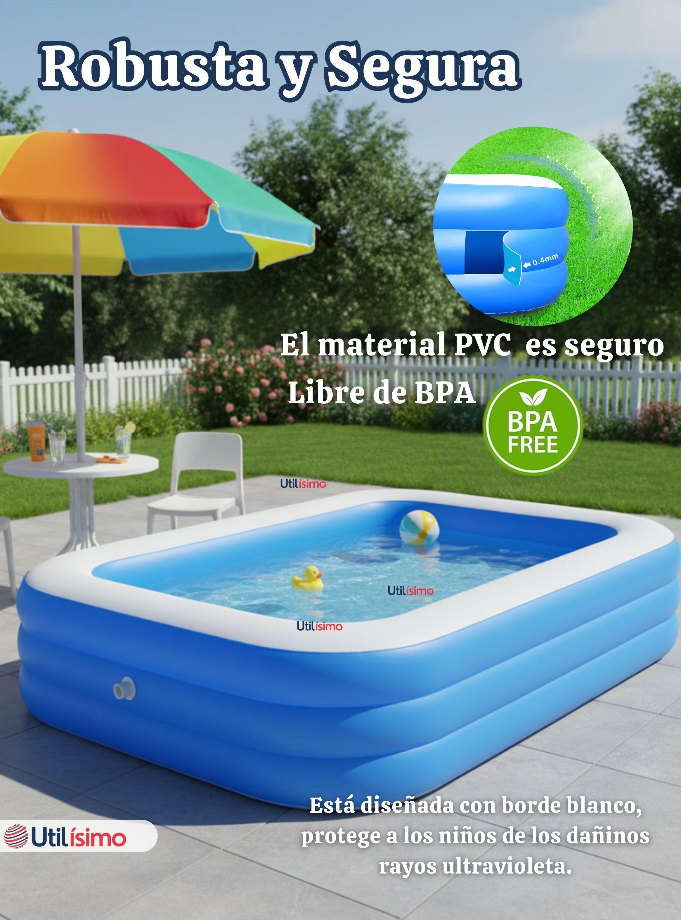Piscina Inflable Rectangular de 260x170x60 CM  Color Azul-6
