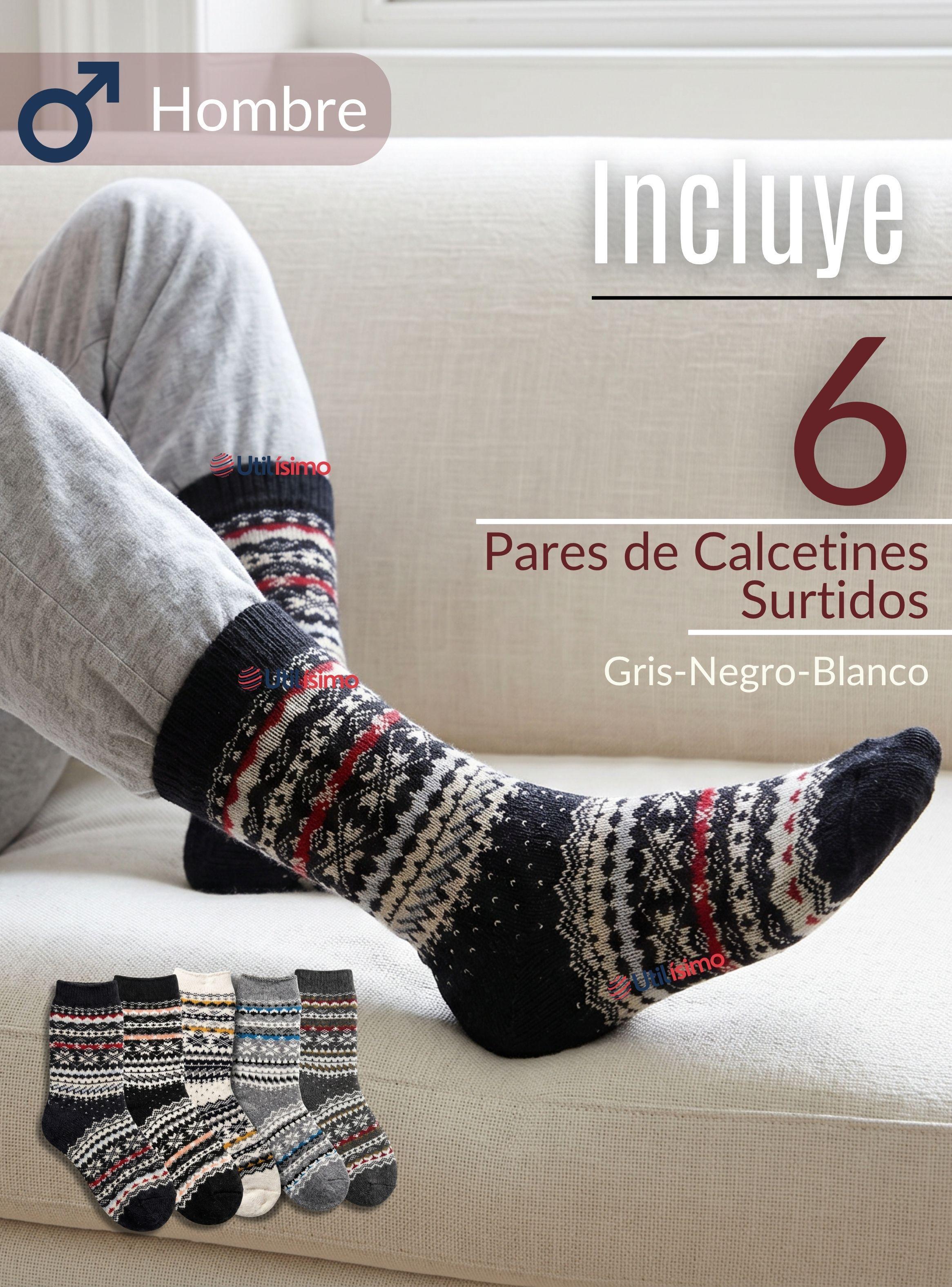 Pack 6 Calcetines Toalla Grueso Hombre Color Surtidos Frío Invierno-2