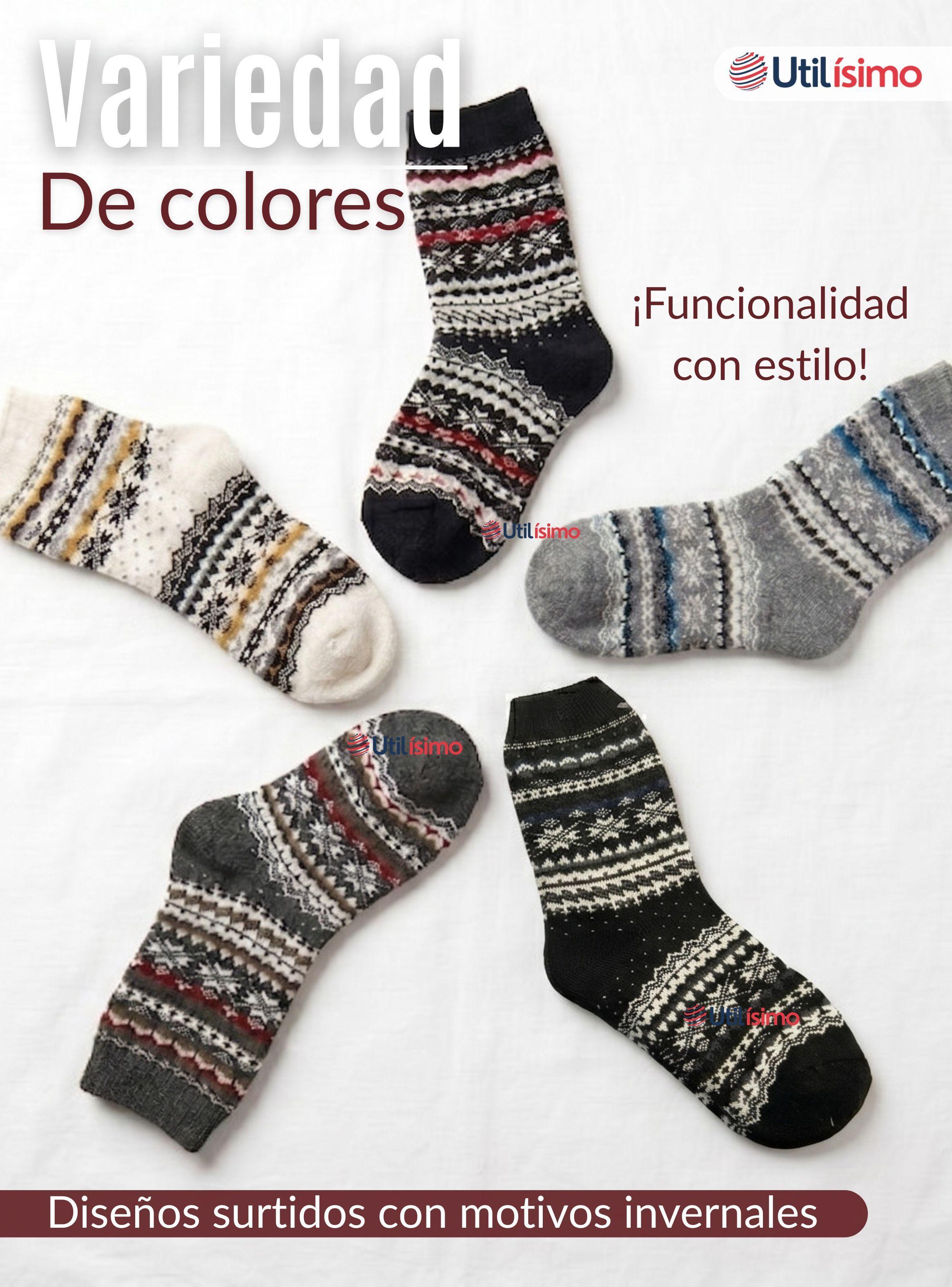 Pack 6 Calcetines Toalla Grueso Hombre Color Surtidos Frío Invierno-5
