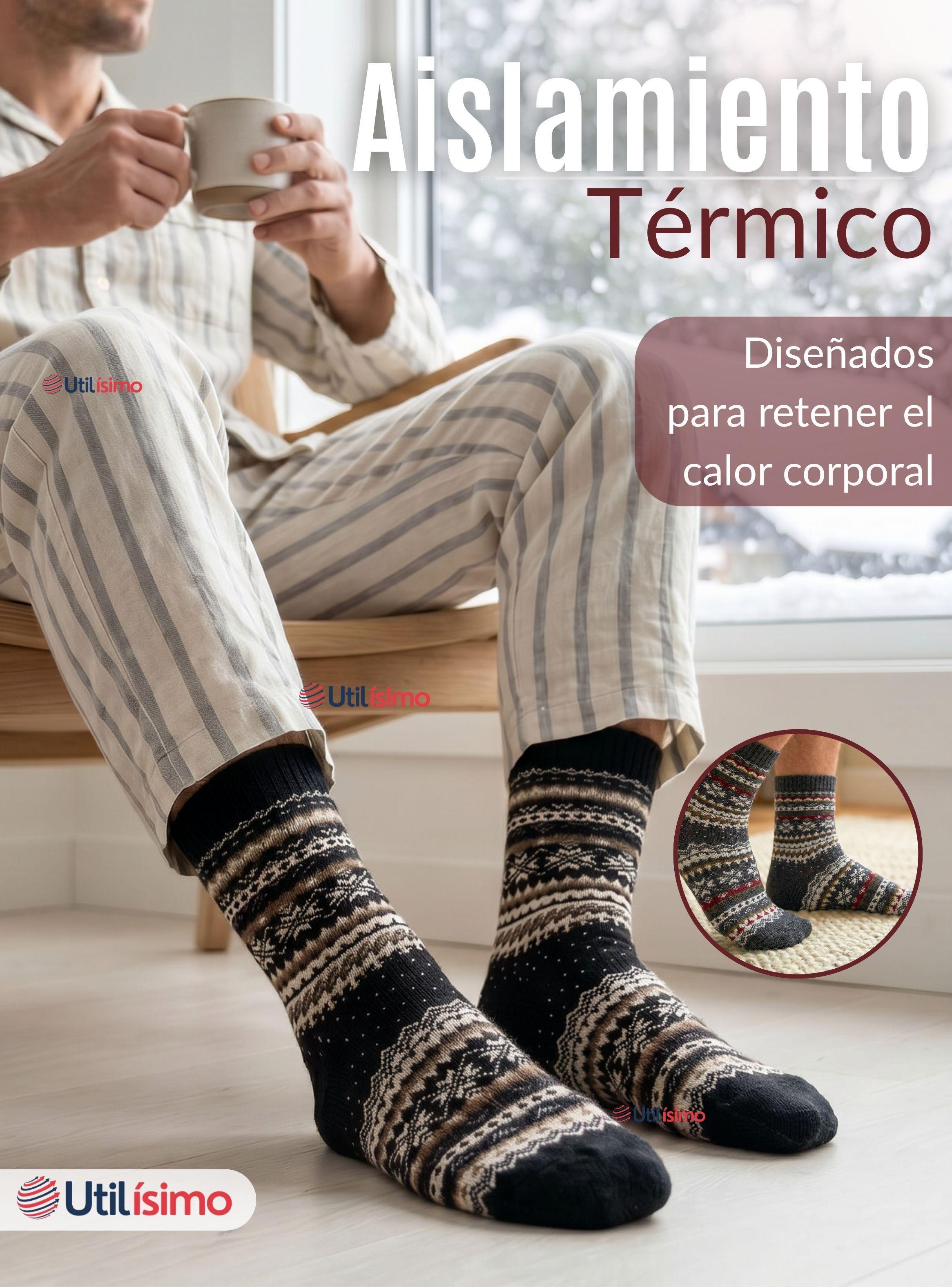 Pack 6 Calcetines Toalla Grueso Hombre Color Surtidos Frío Invierno-6