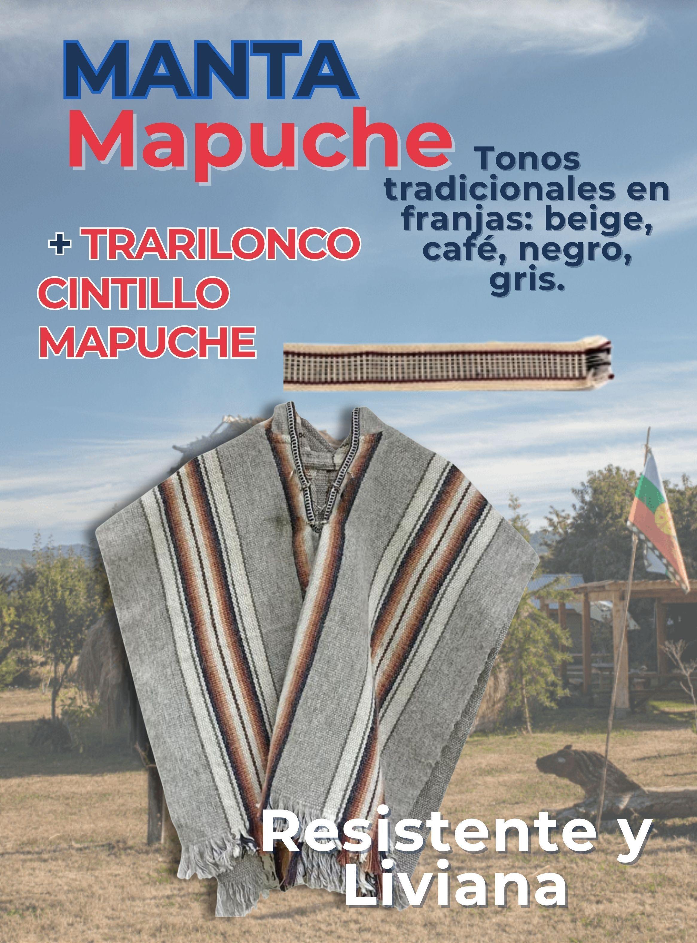 Set Poncho Mapuche Manta +Trarilonco Cintillo Fiestas Patrias-2