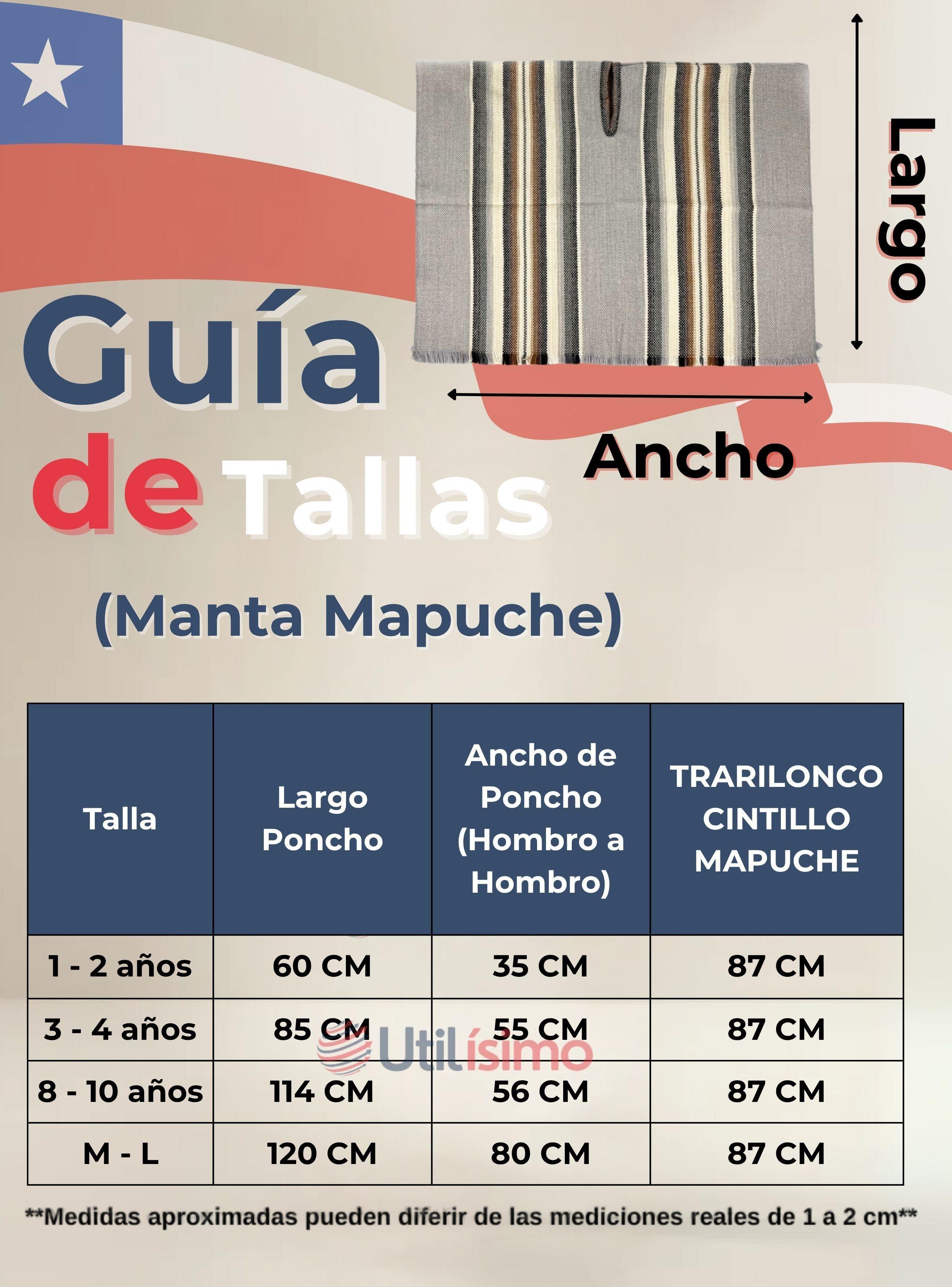 Set Poncho Mapuche Manta +Trarilonco Cintillo Fiestas Patrias-3
