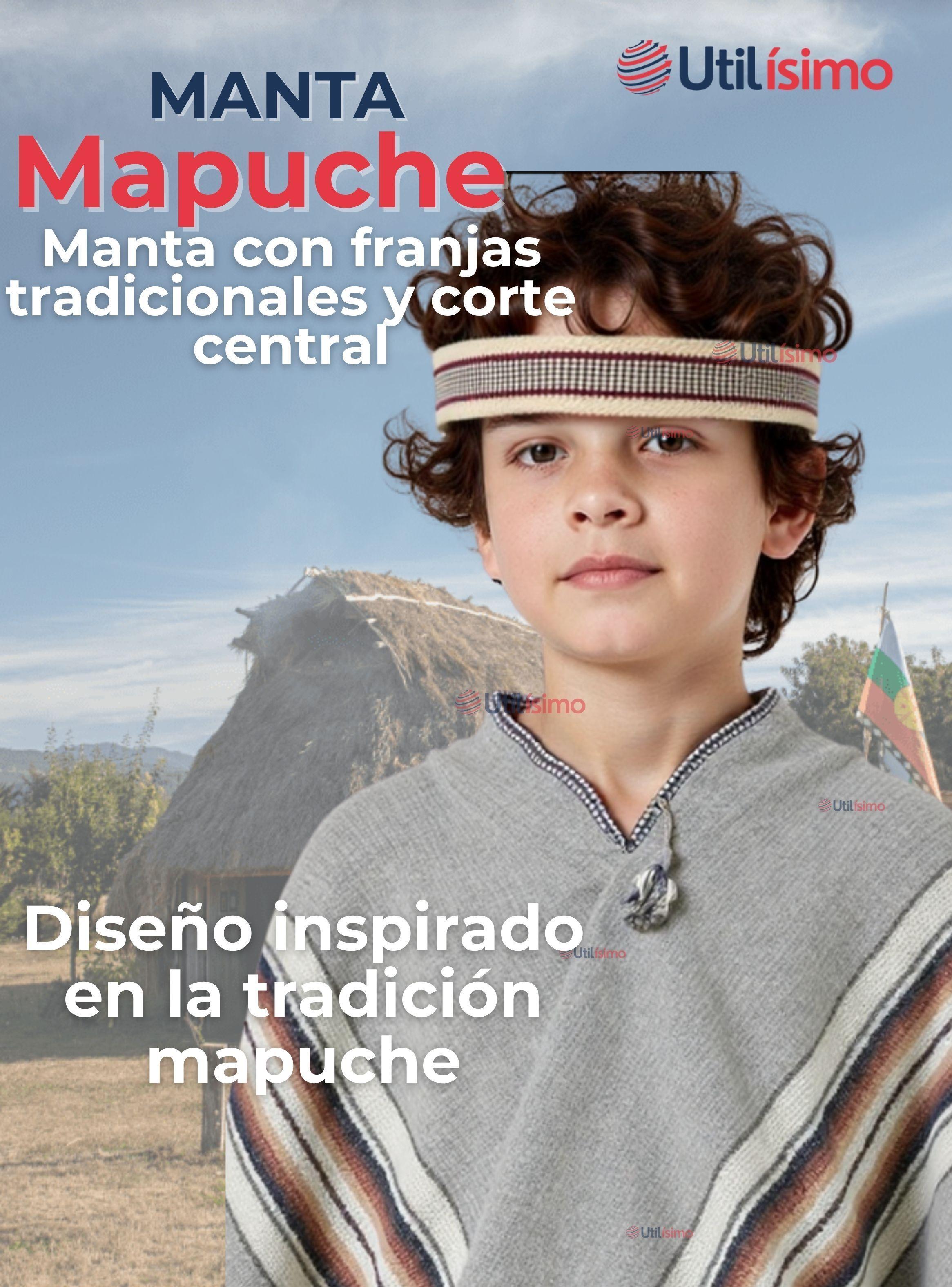 Set Poncho Mapuche Manta +Trarilonco Cintillo Fiestas Patrias-6