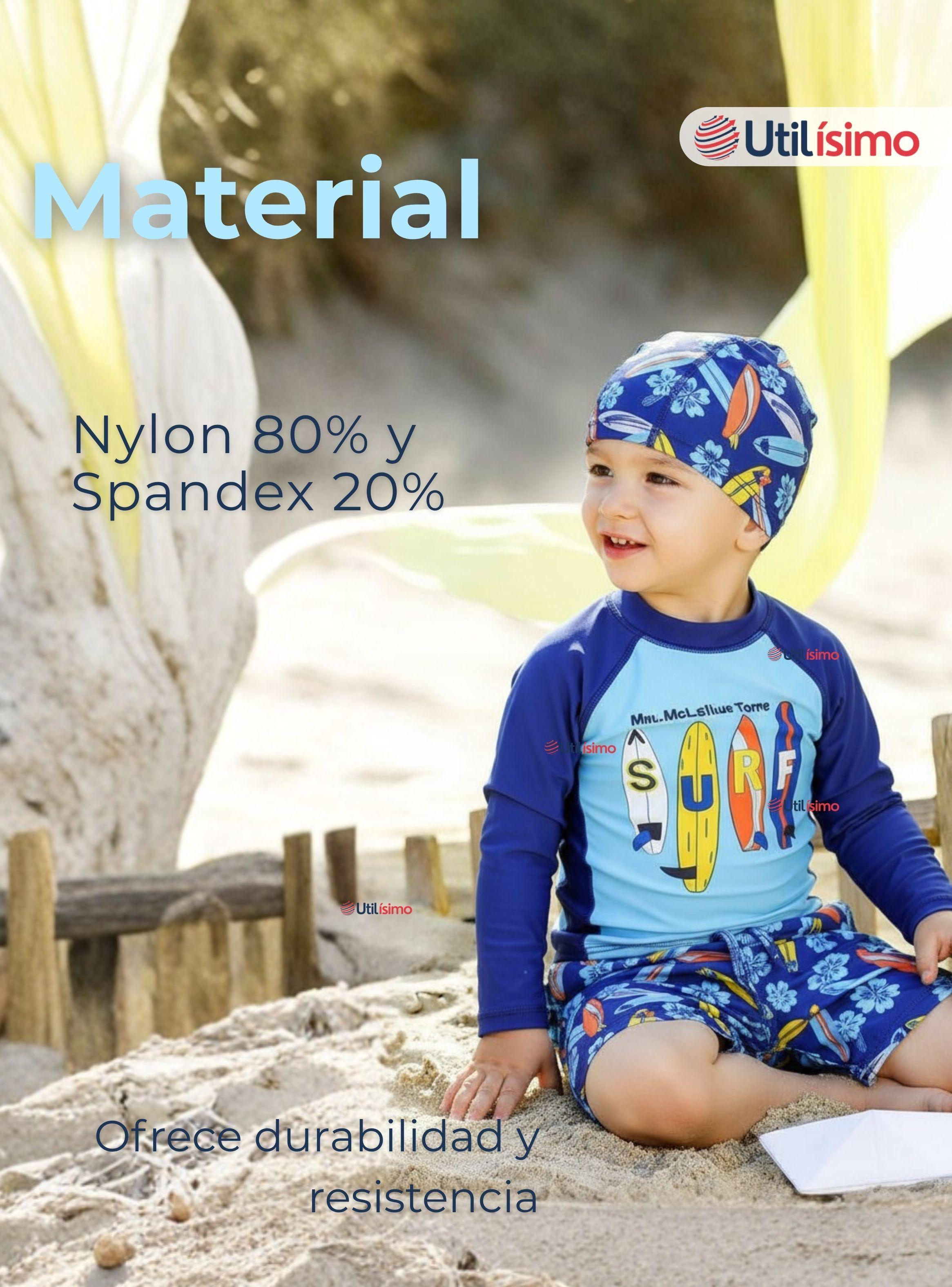 Traje De Baño Manga Larga, Pantalón Corto y Gorro De Baño Niño de 3 a 11 años Surfboard-2