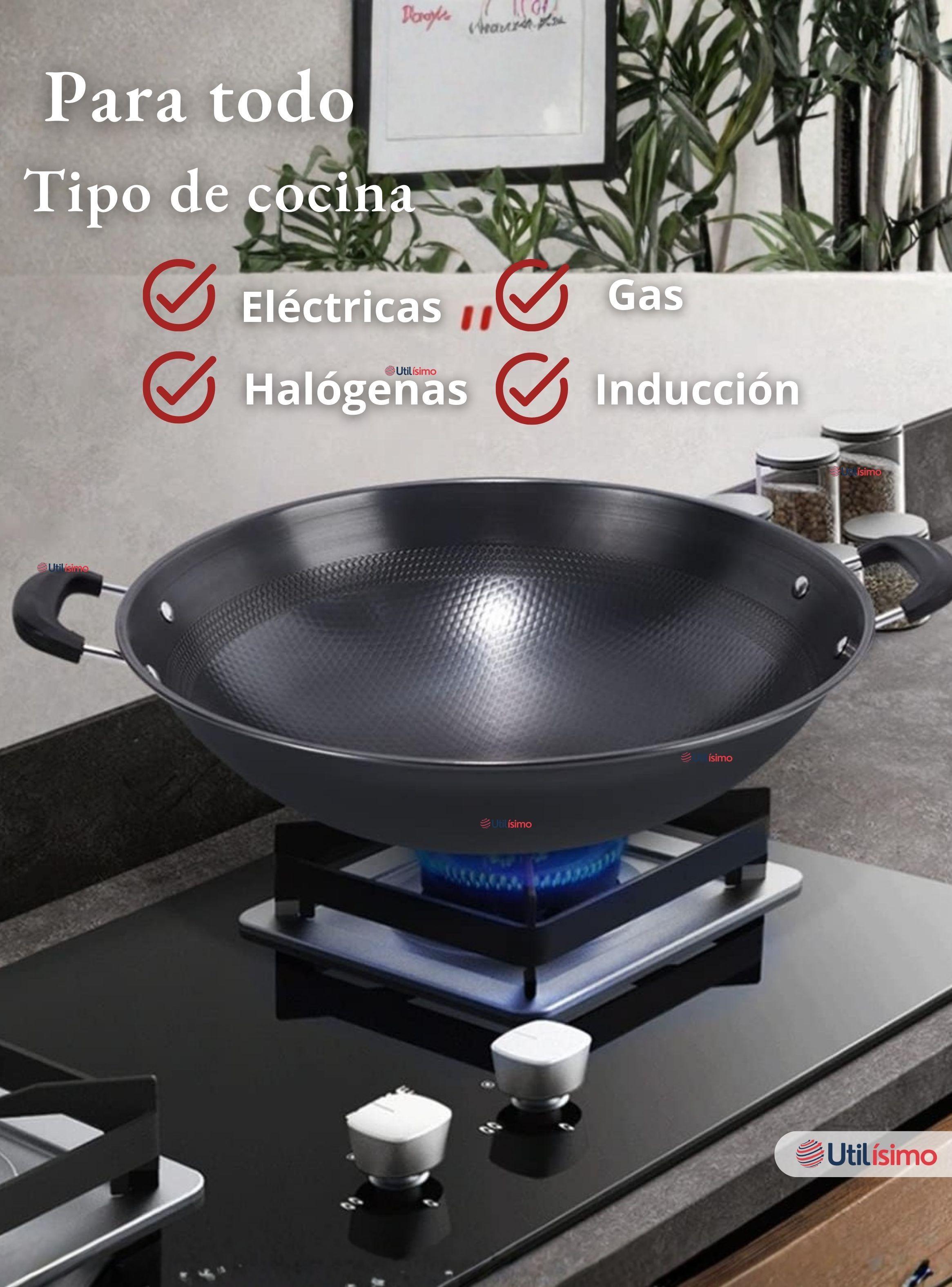Wok Acero Inoxidable Antiadherente 42 cm Color Negro-4