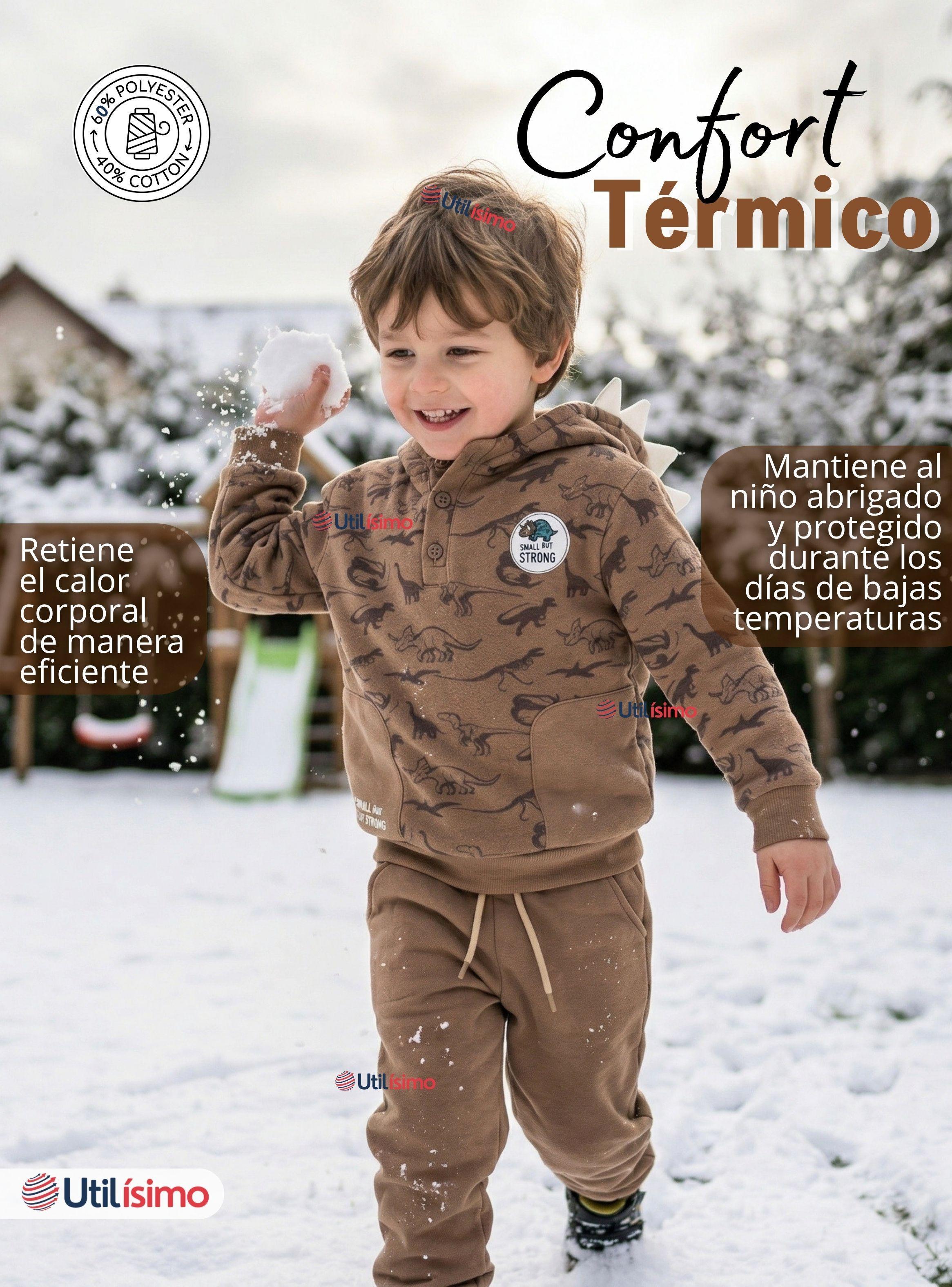Conjunto 2 Piezas Buzo Pantalón Y Polerón Con Capucha Dinosaurios Niños-5